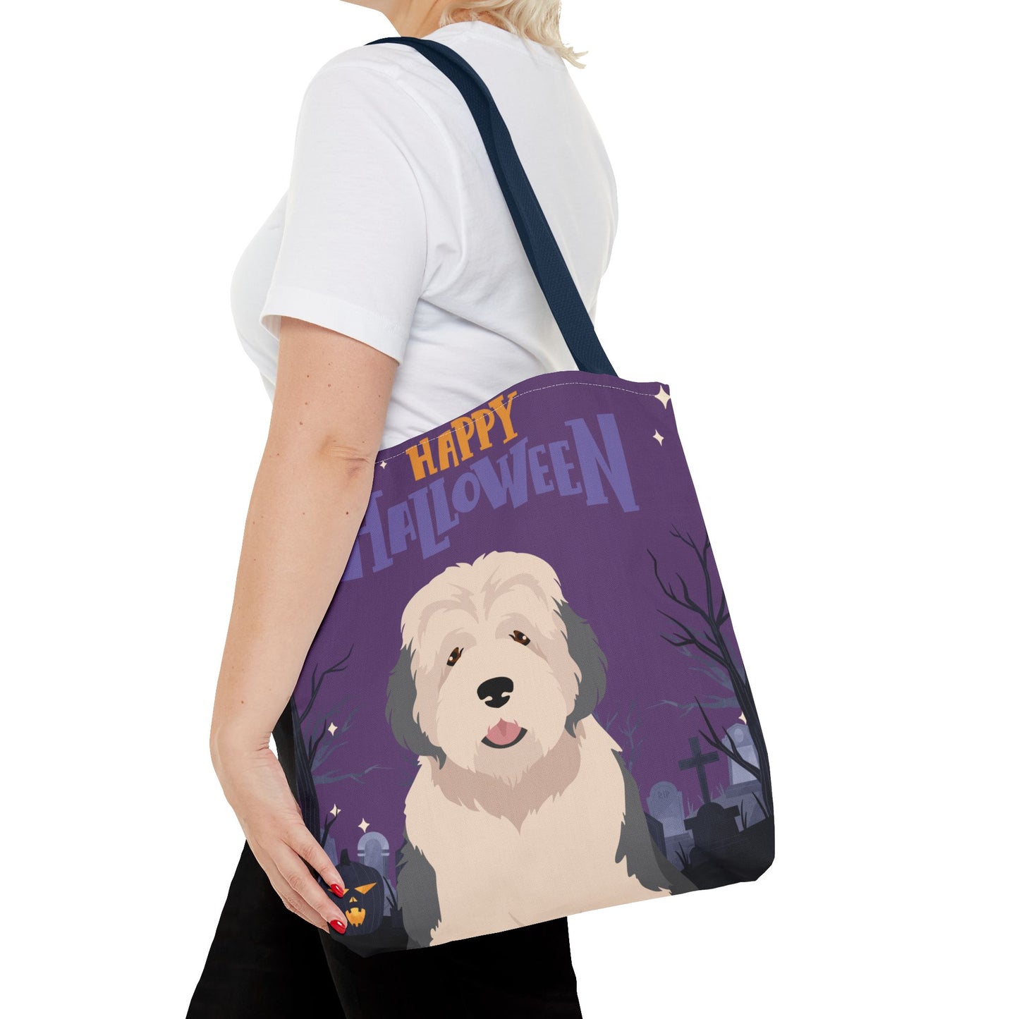 Old English Sheepdog Dog Happy Halloween Tote Bag 16x16