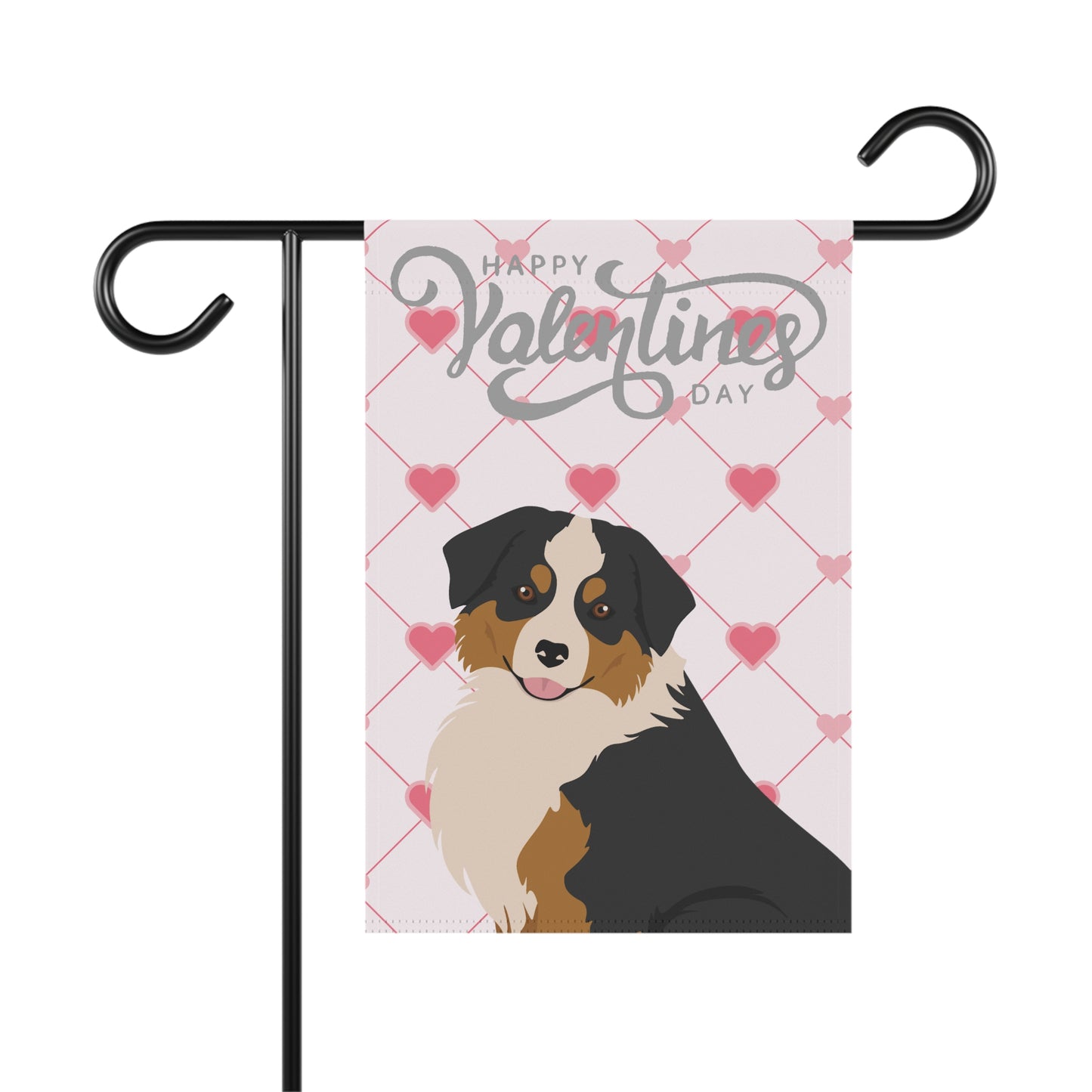Mini American Shepherd Dog Valentines Day Garden Flag