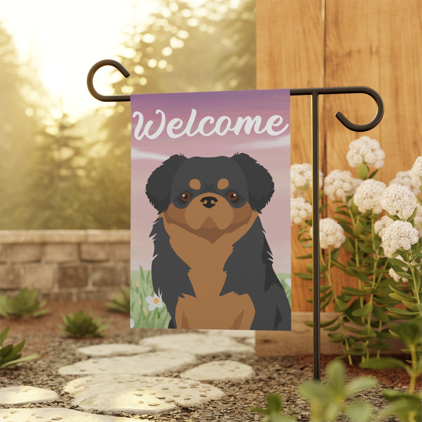 Tibetan Spaniel Dog Welcome Garden Flag