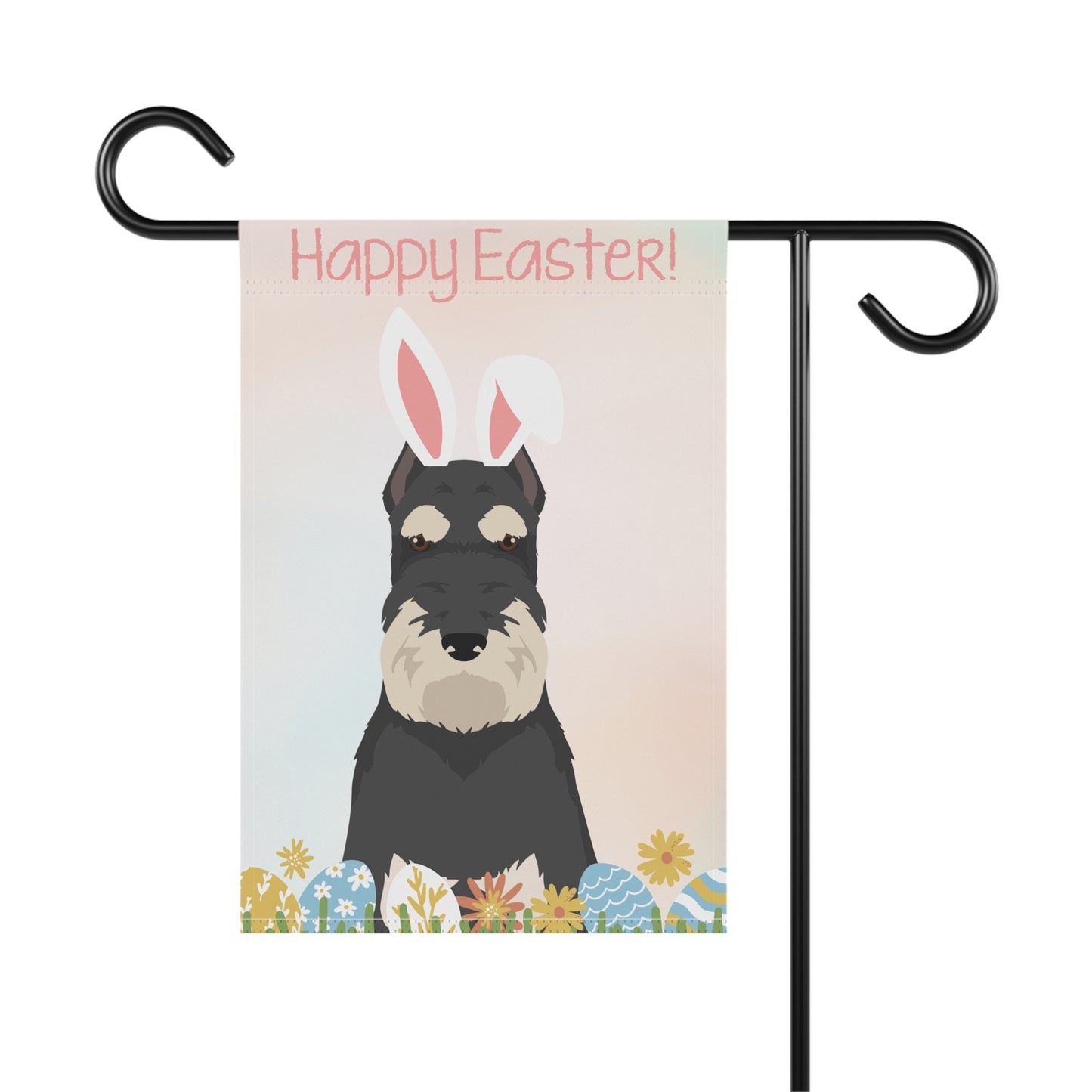 Schnauzer Dog Happy Easter Garden Flag