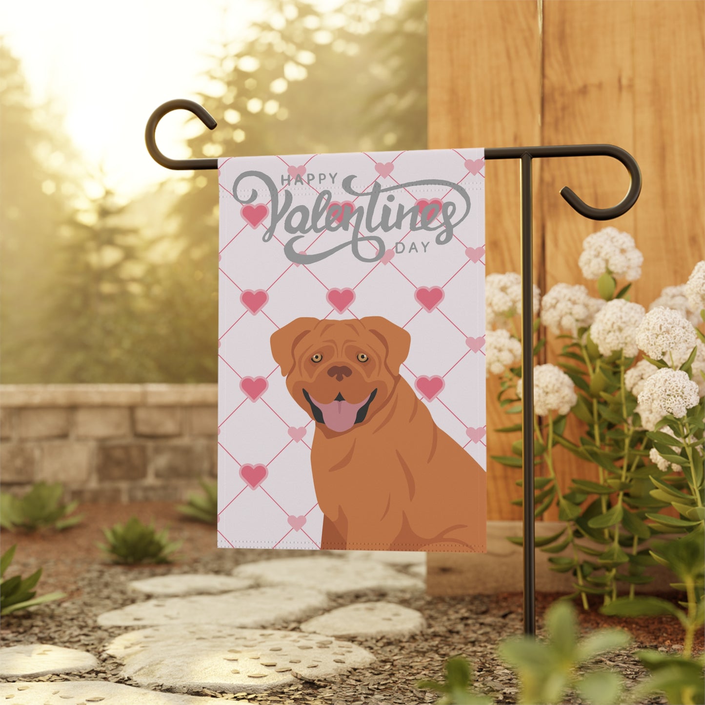 Dogue De Bordeaux Dog Valentines Day Garden Flag