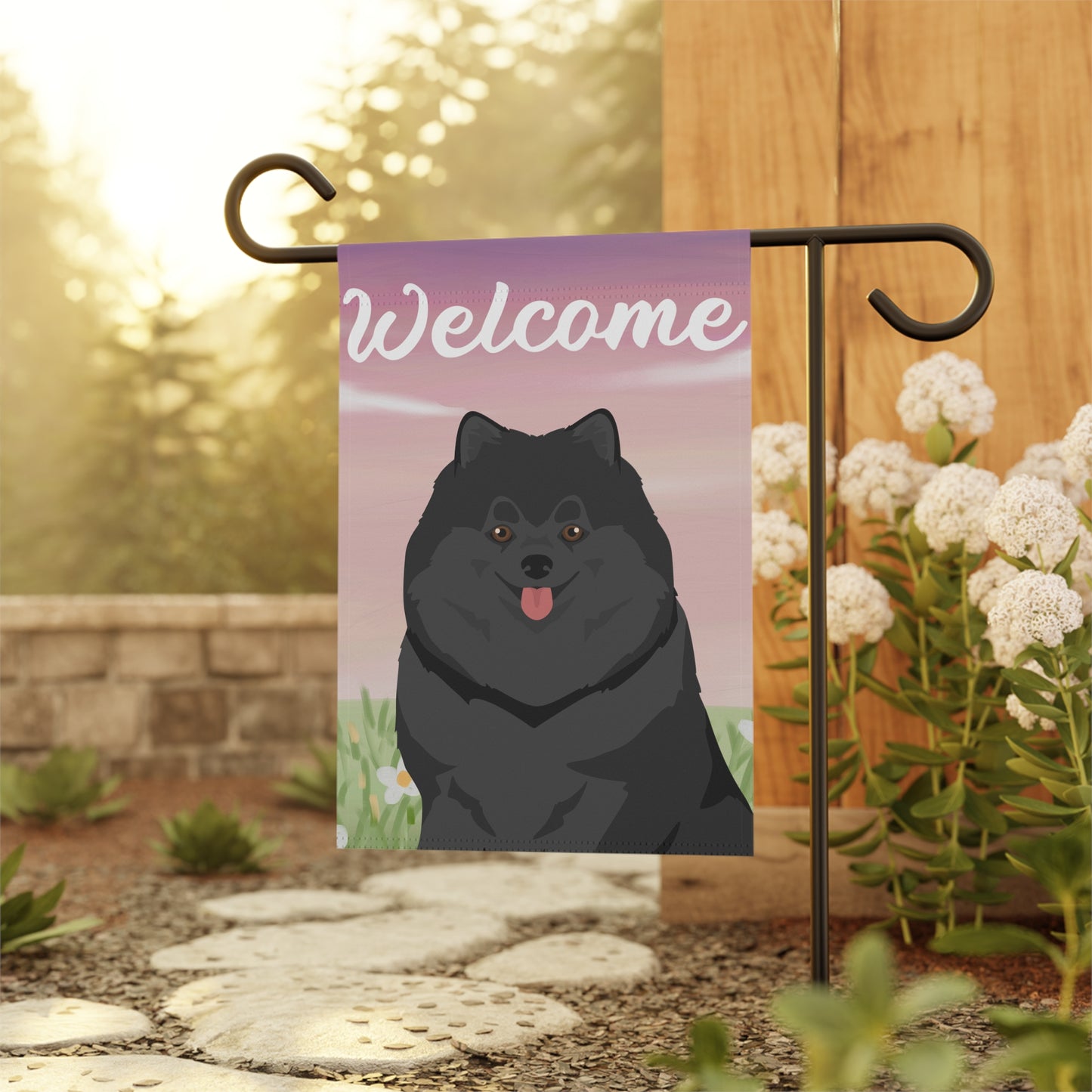 Pomeranian Dog Welcome Garden Flag