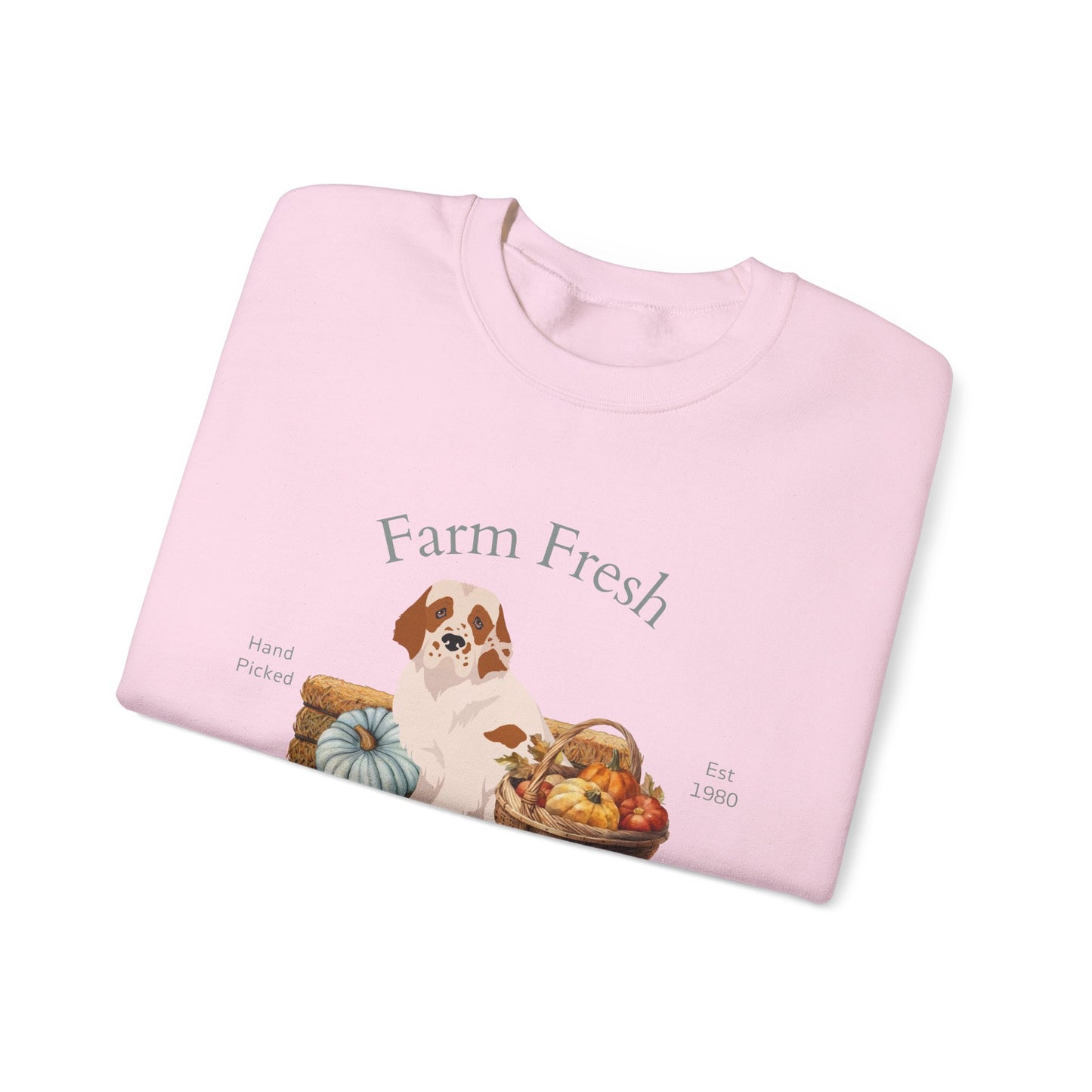 Clumber Spaniel Dog Fall Farm Fresh Unisex Heavy Blend Crewneck Sweatshirt
