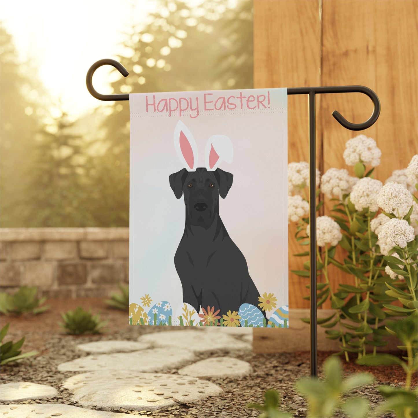 Great Dane Dog Happy Easter Garden Flag