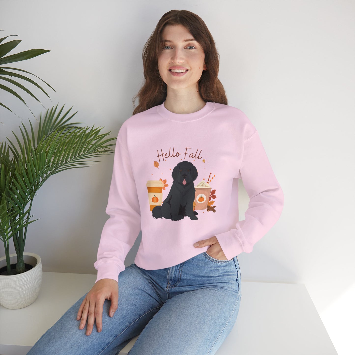 Newfoundland Dog Fall Halloween Unisex Heavy Blend Crewneck Sweatshirt
