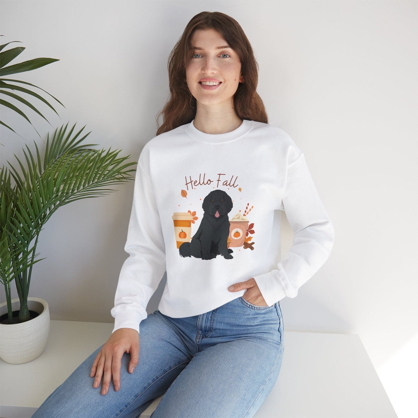 Newfoundland Dog Fall Halloween Unisex Heavy Blend Crewneck Sweatshirt