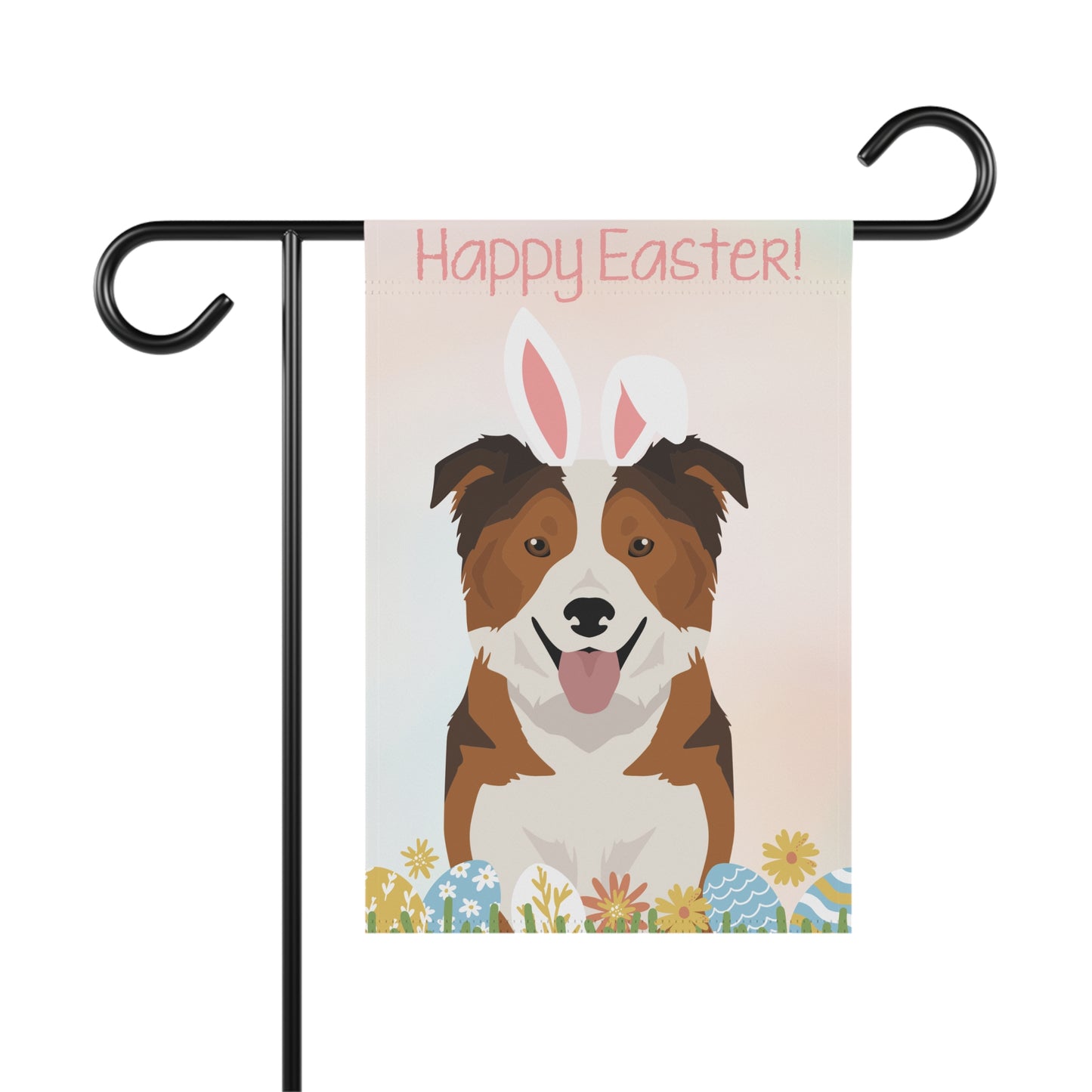 Border Collie Dog Happy Easter Garden Flag