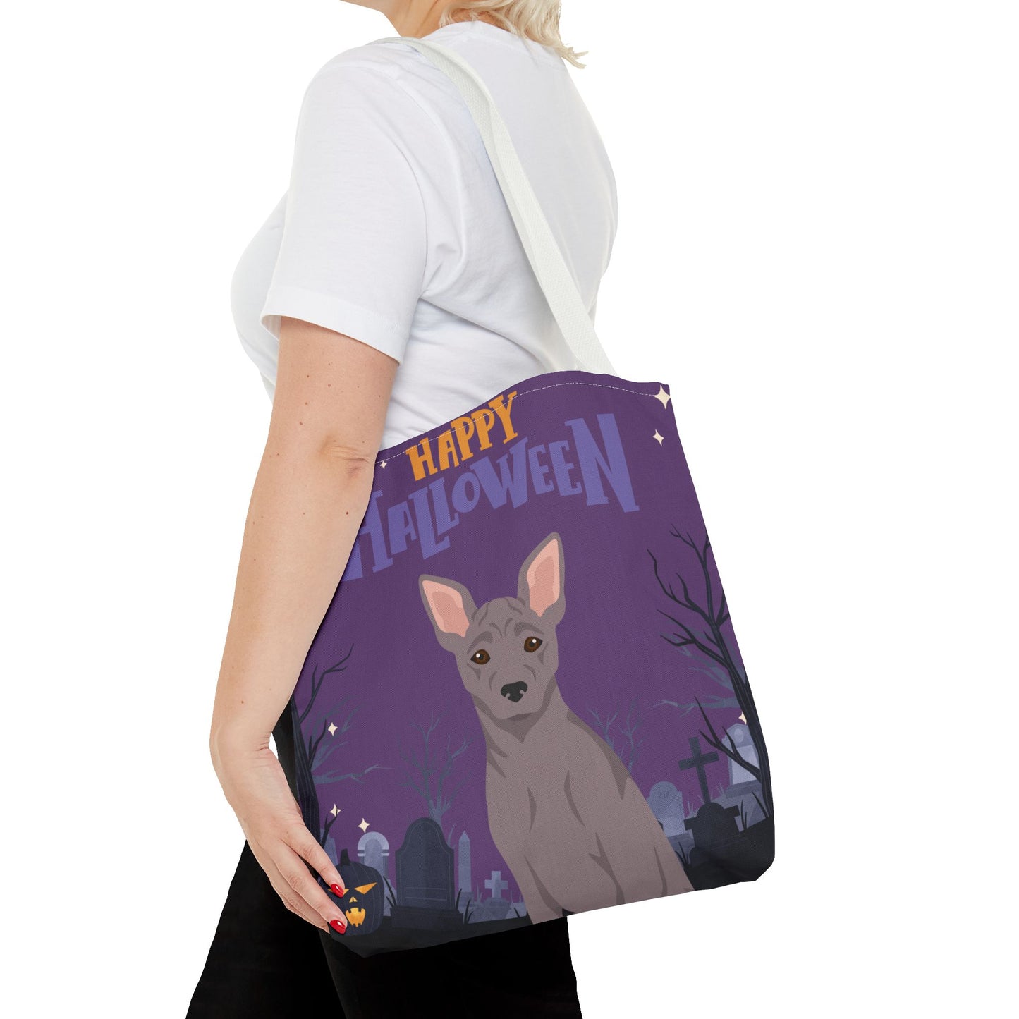 American Hairless Terrier Dog Happy Halloween Tote Bag 16x16
