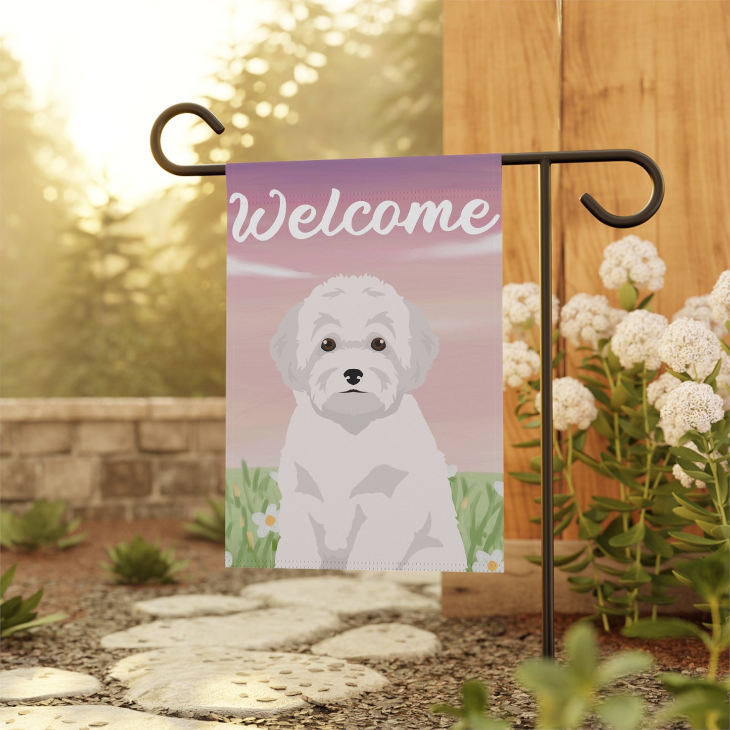 Toy Poodle Dog Welcome Garden Flag