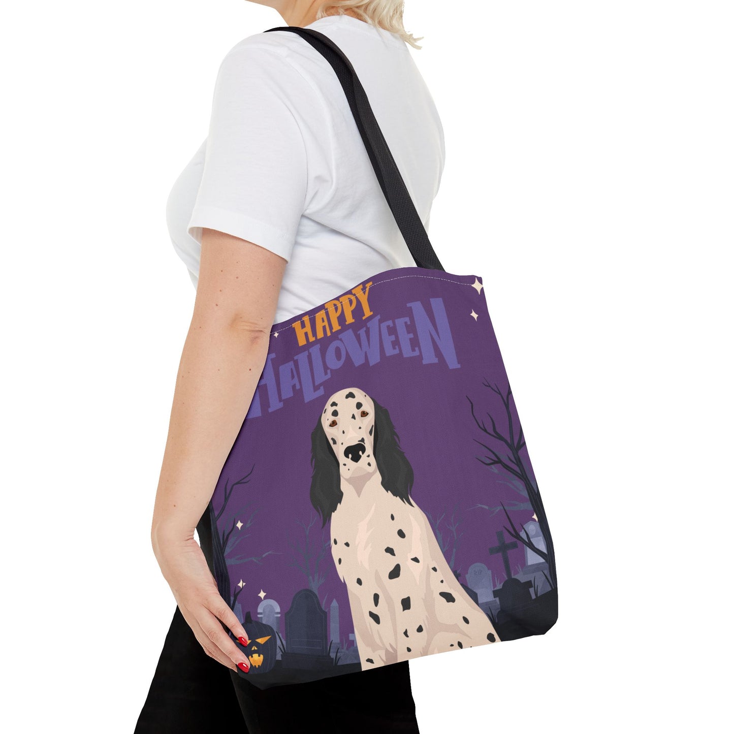 English Setter Dog Happy Halloween Tote Bag 16x16