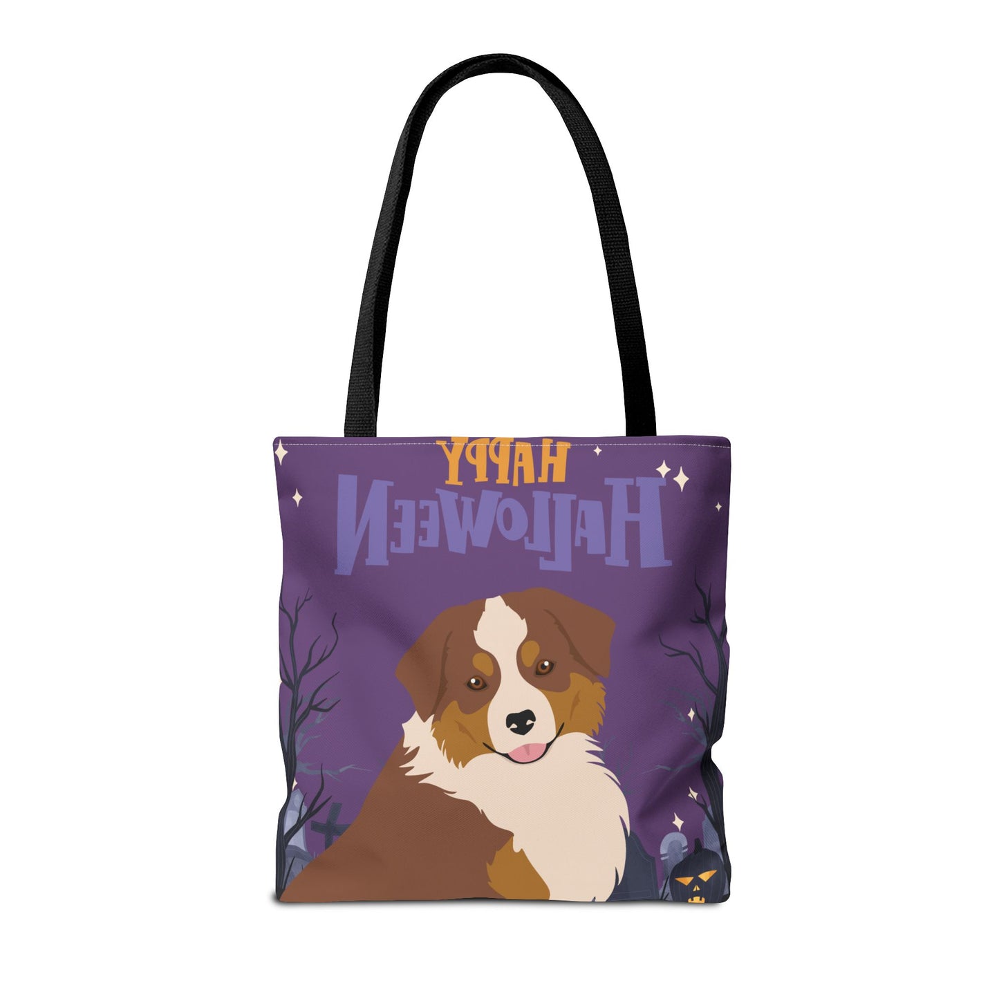 Miniature American Shepherd Dog Happy Halloween Tote Bag 16x16