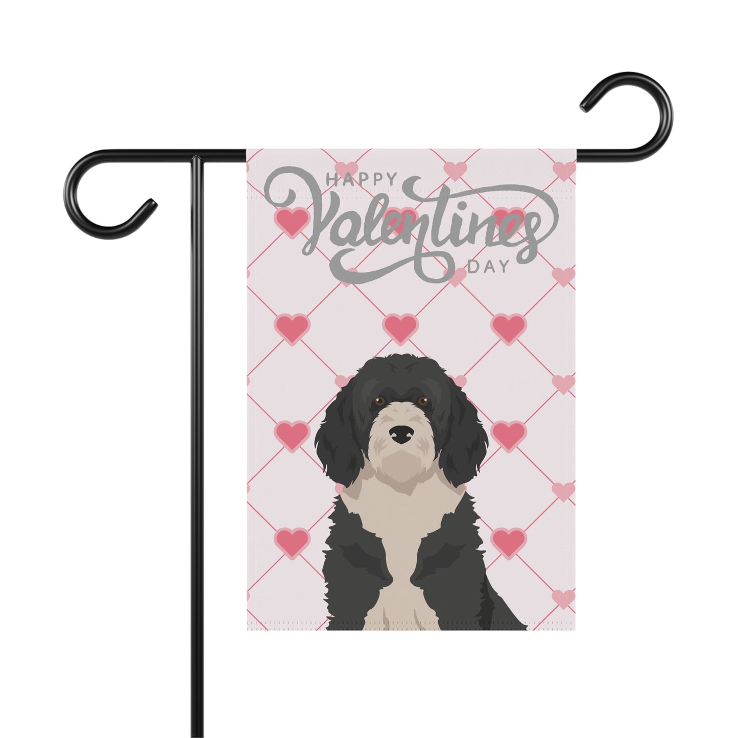 Portuguese Water Dog Valentines Day Garden Flag