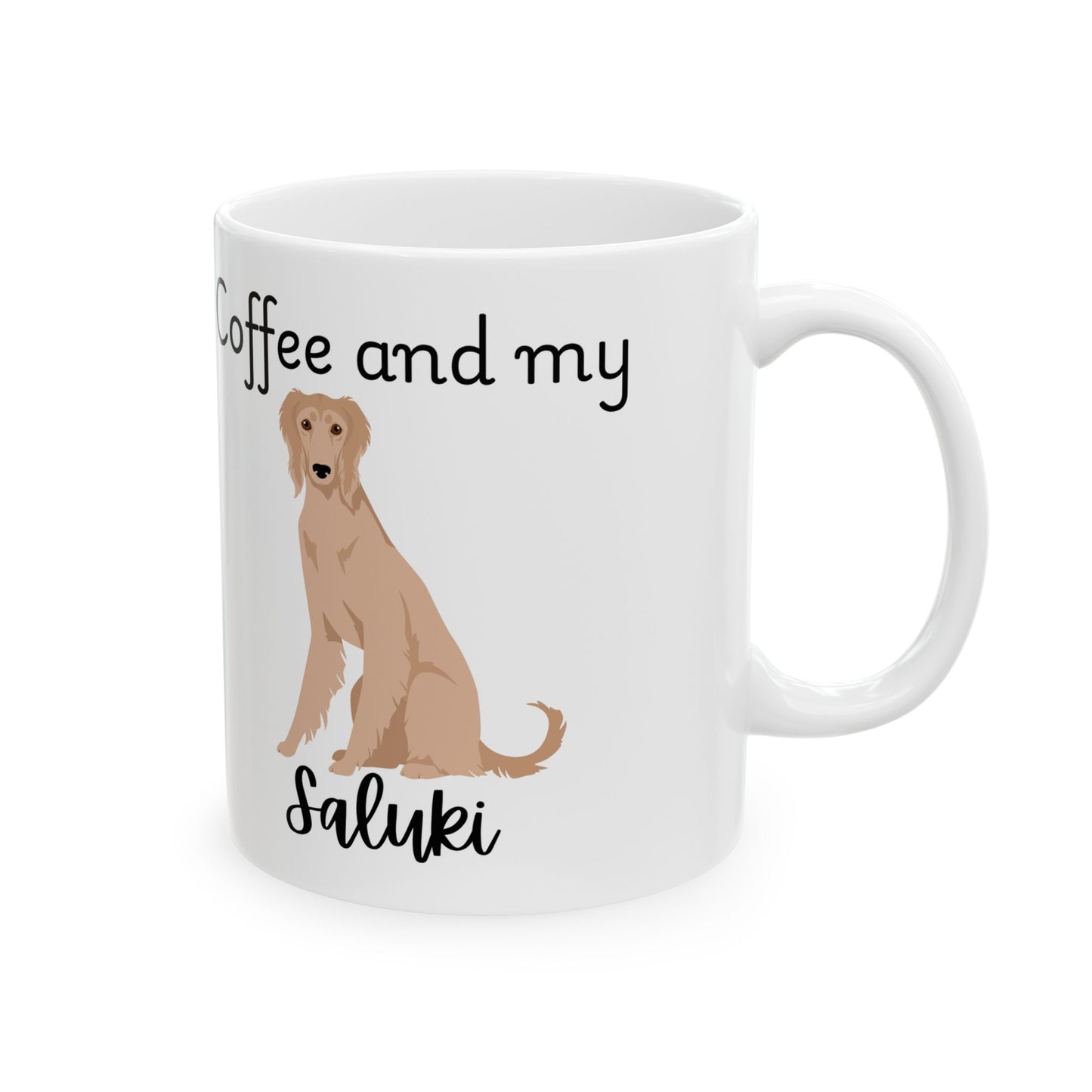 Coffee and My Saluki Ceramic Mug | Dog Lover Gift, Pet Owner Cup, Cute Mug for Dog Moms, Funny Mug for Coffee Lovers