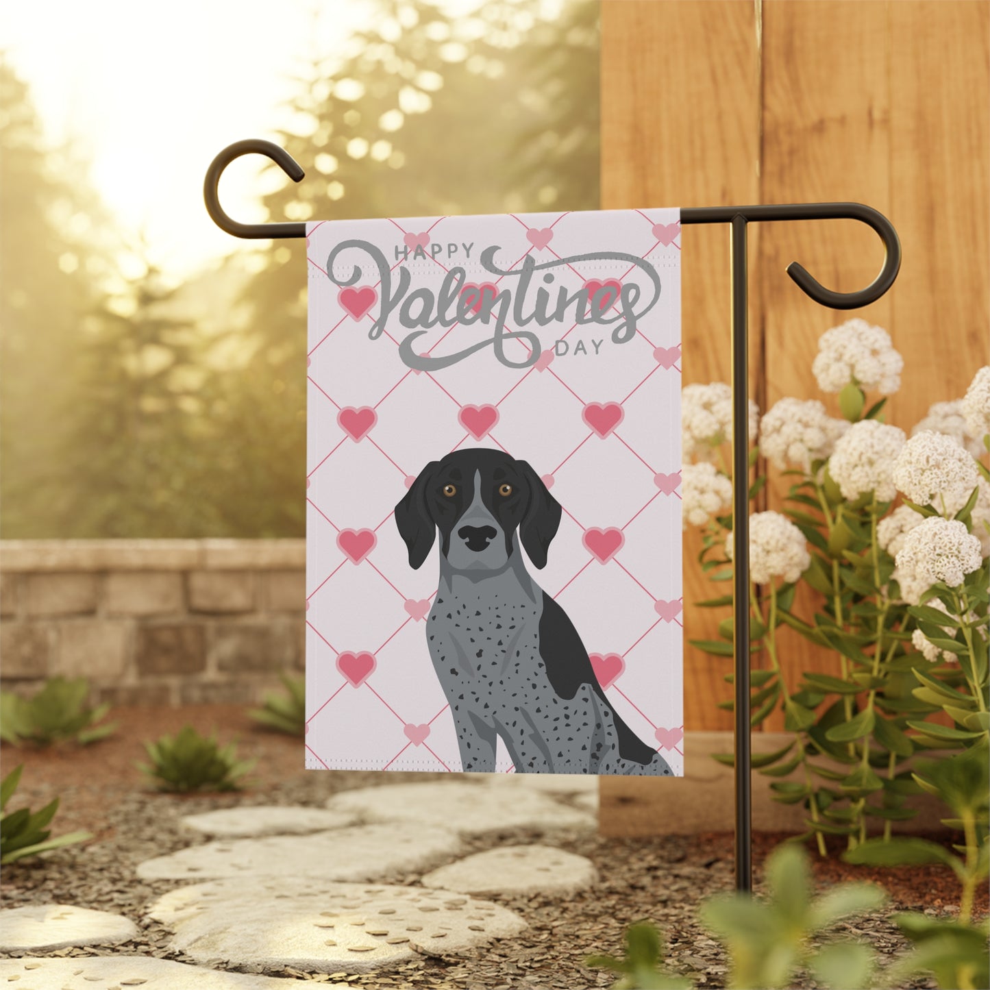 German Shorthaired Pointer Dog Valentines Day Garden Flag