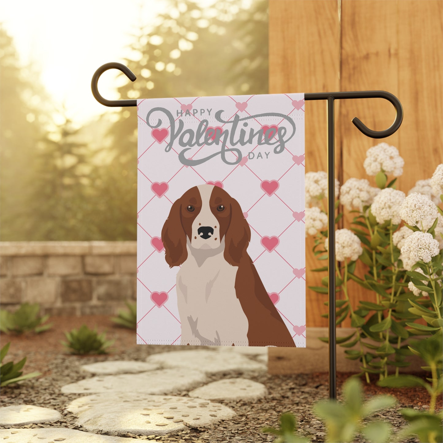 Welsh Springer Spaniel Dog Valentines Day Garden Flag