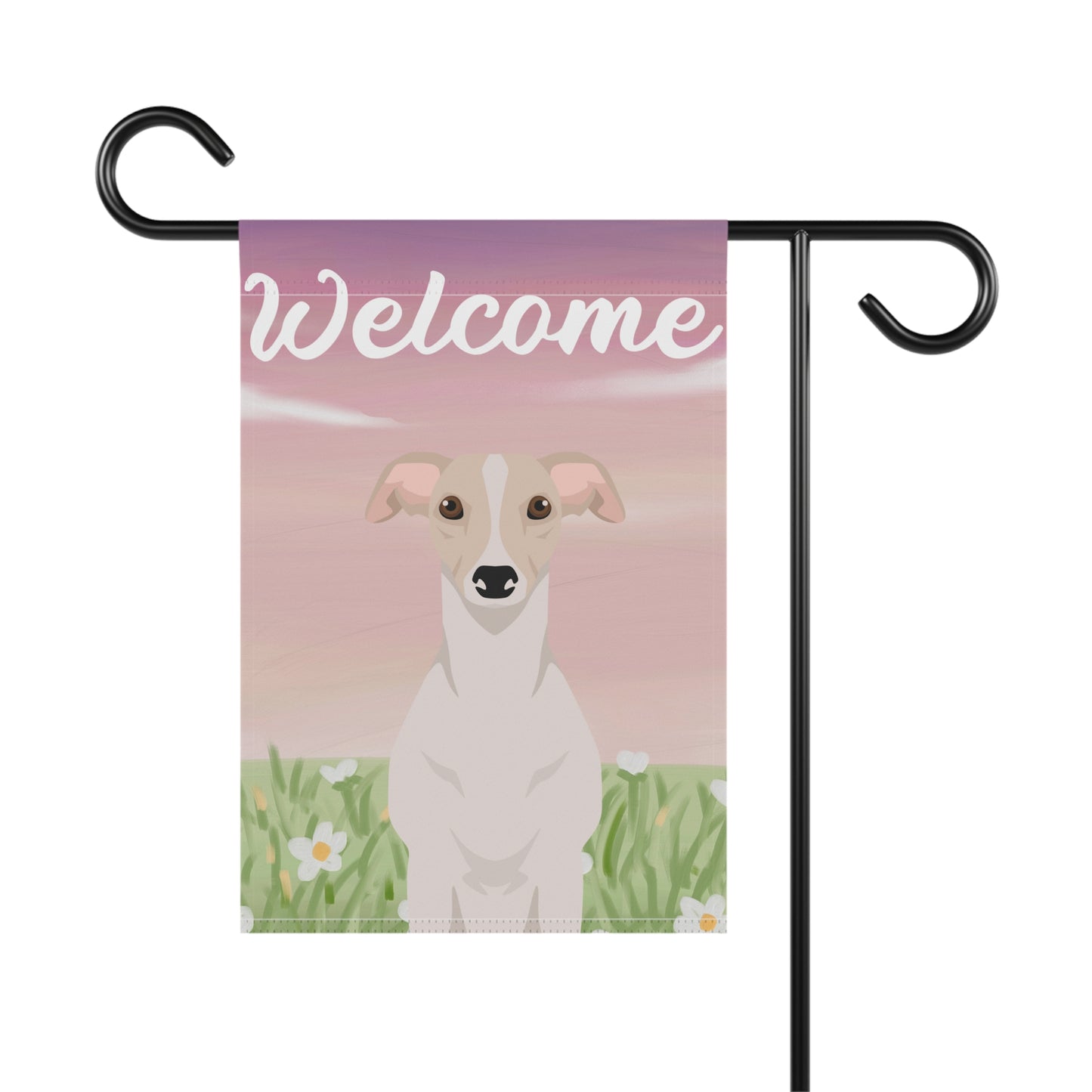 Whippet Dog Welcome Garden Flag