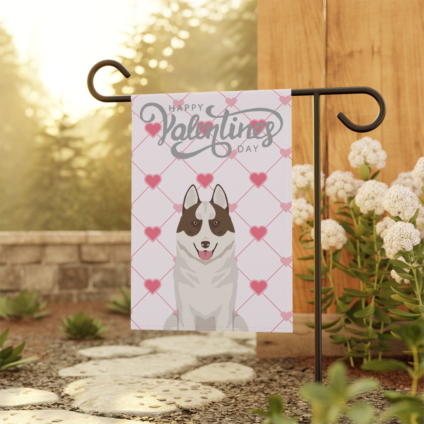 Siberian Husky Dog Valentines Day Garden Flag