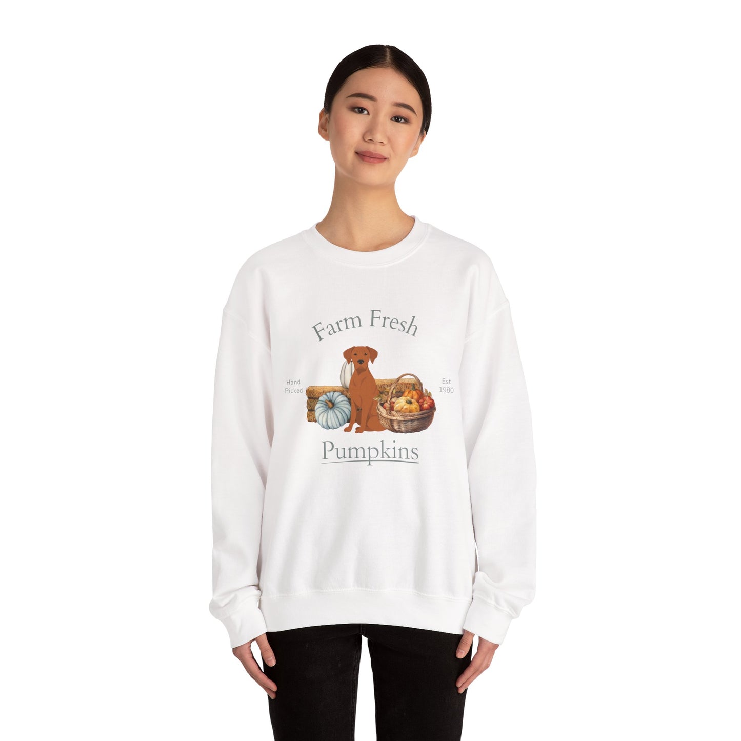 Rhodesian Ridgeback Dog Fall Farm Fresh Unisex Heavy Blend Crewneck Sweatshirt