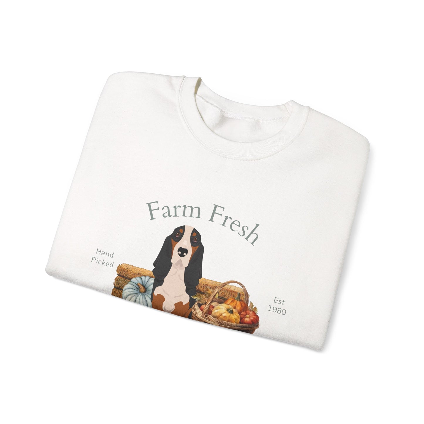 Basset Hound Dog Fall Farm Fresh Unisex Heavy Blend Crewneck Sweatshirt