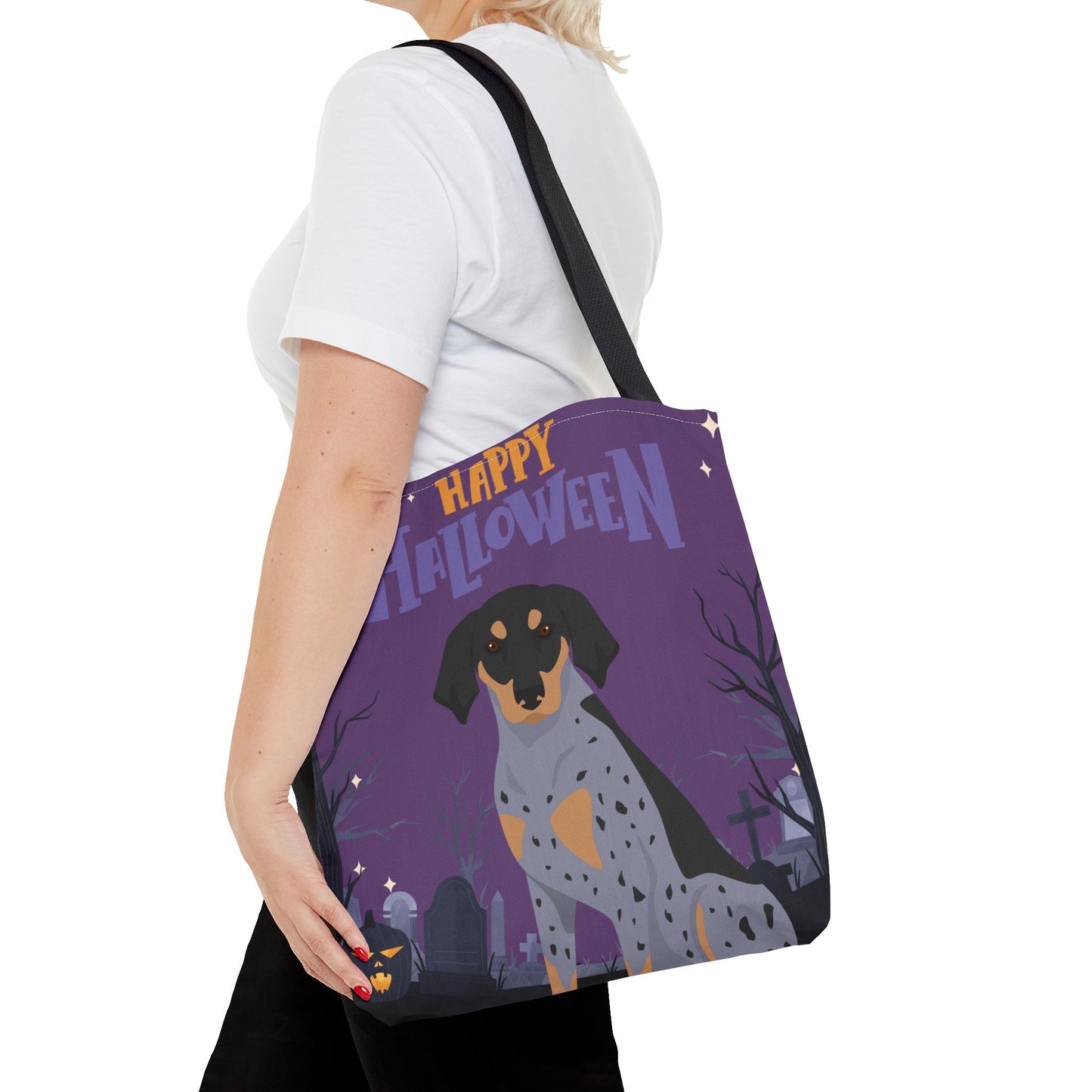 Bluetick Coonhound Dog Happy Halloween Tote Bag 16x16