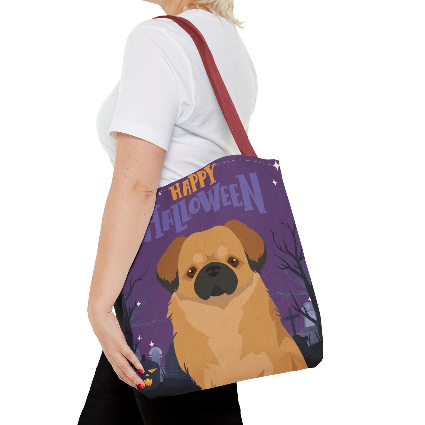 Tibetan Spaniel Dog Happy Halloween Tote Bag 16x16
