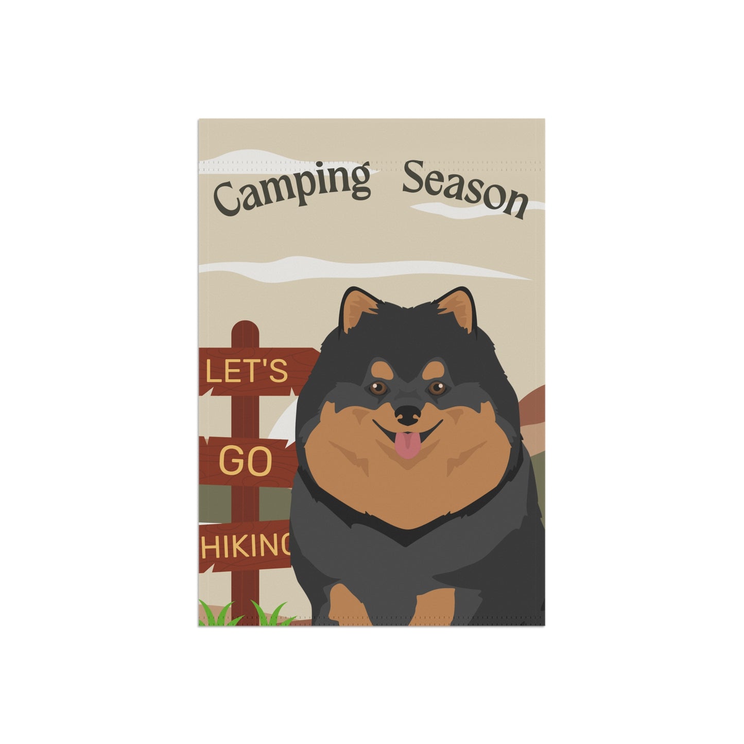 Pomeranian Dog Camping Garden Flag