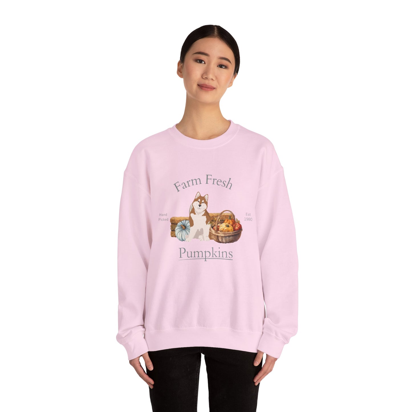 Alaskan Malamute Dog Fall Farm Fresh Unisex Heavy Blend Crewneck Sweatshirt