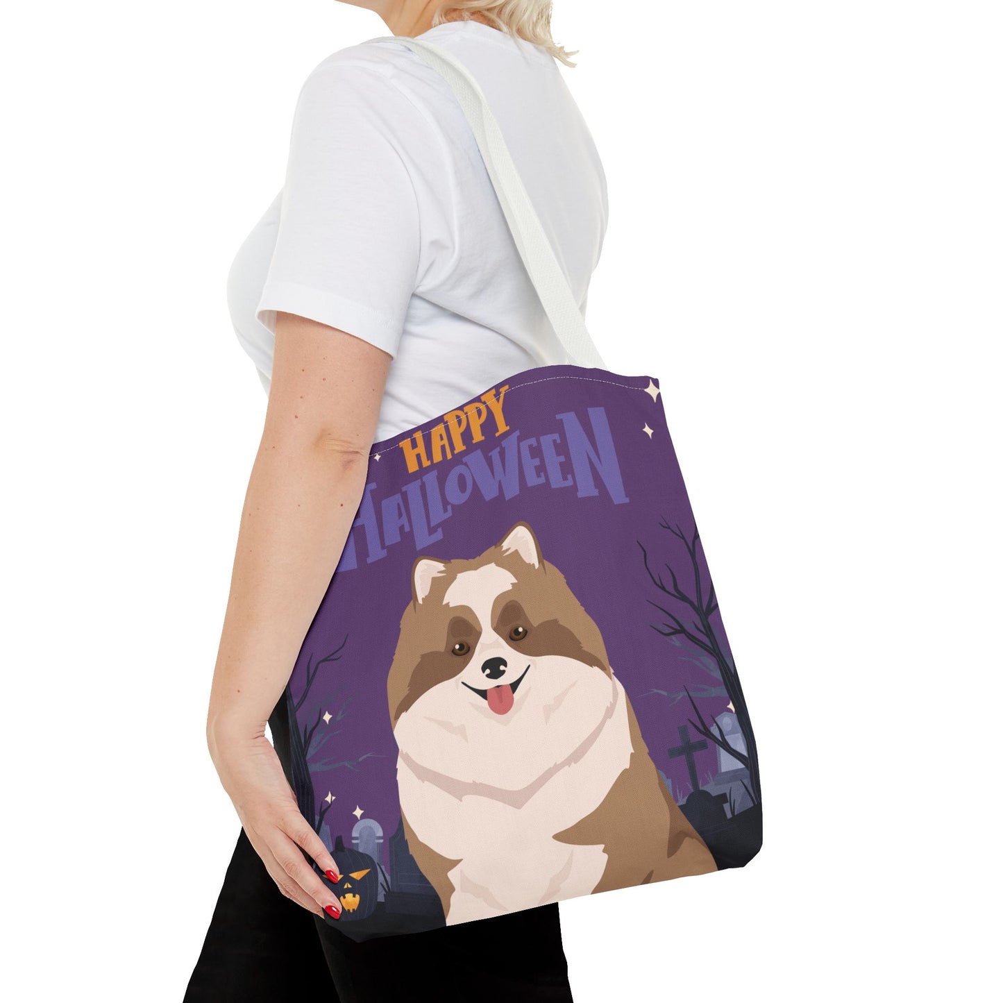 Pomeranian Dog Happy Halloween Tote Bag 16x16