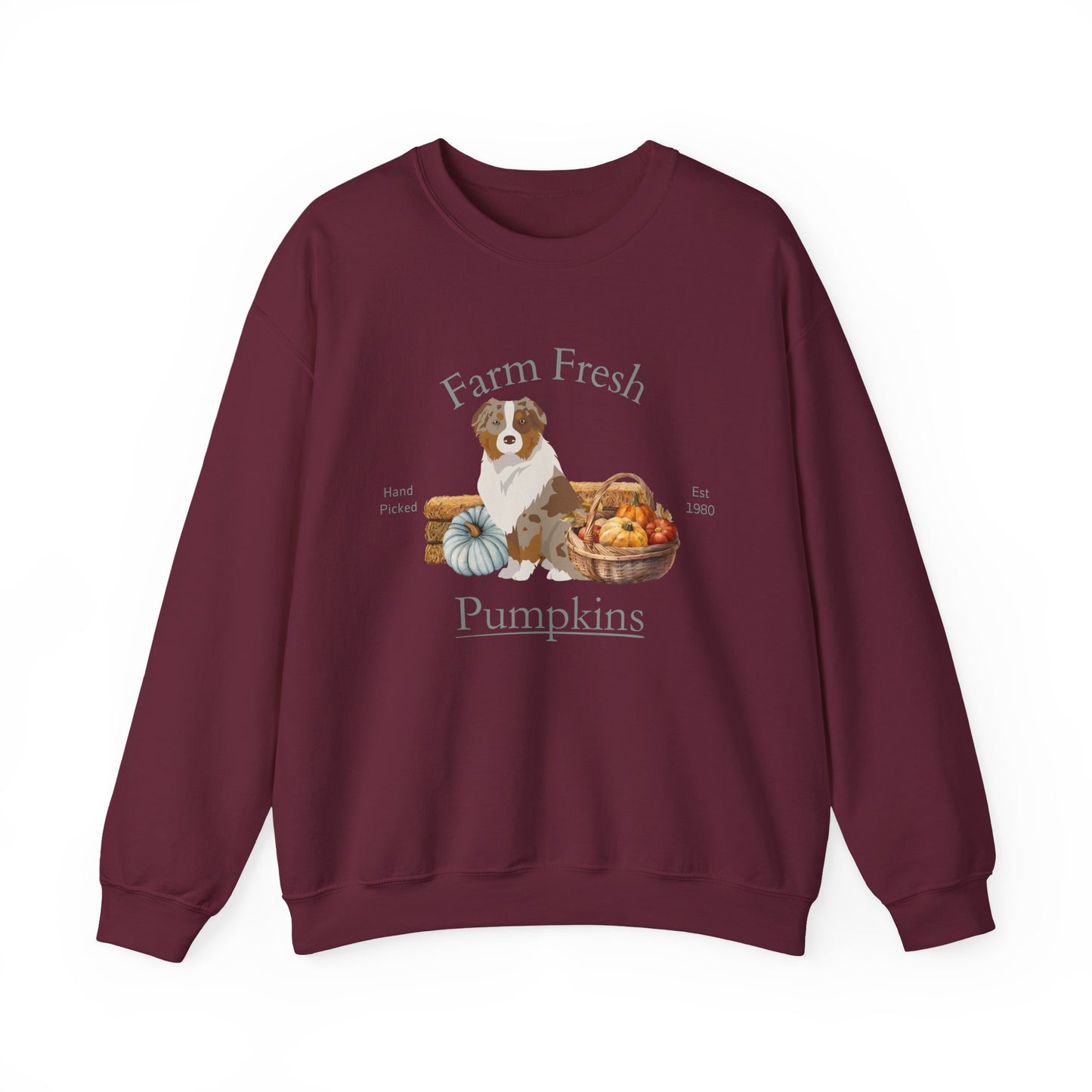 Australian Shepherd Dog Fall Farm Fresh Unisex Heavy Blend Crewneck Sweatshirt