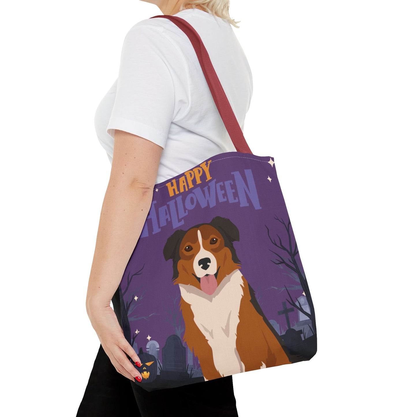 English Shepherd Dog Happy Halloween Tote Bag 16x16