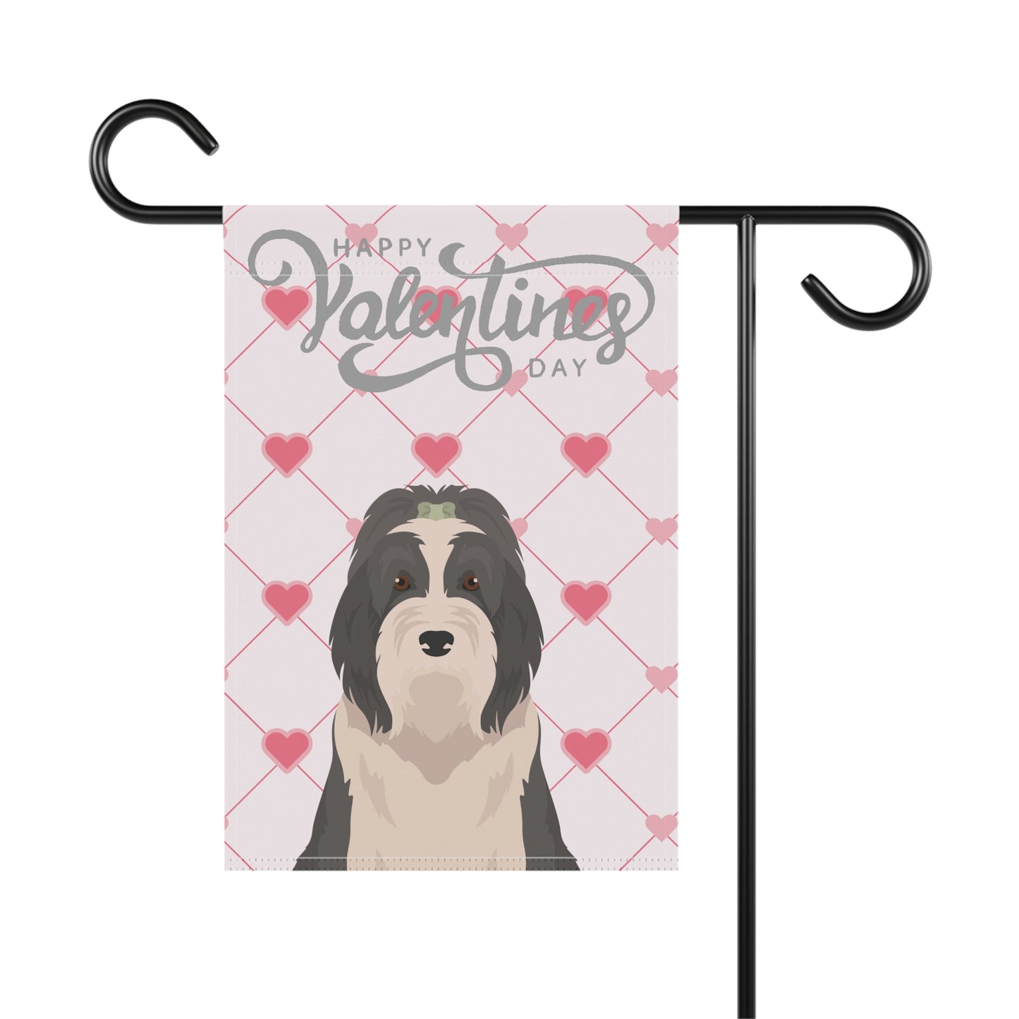 Bearded Collie Dog Valentines Day Garden Flag