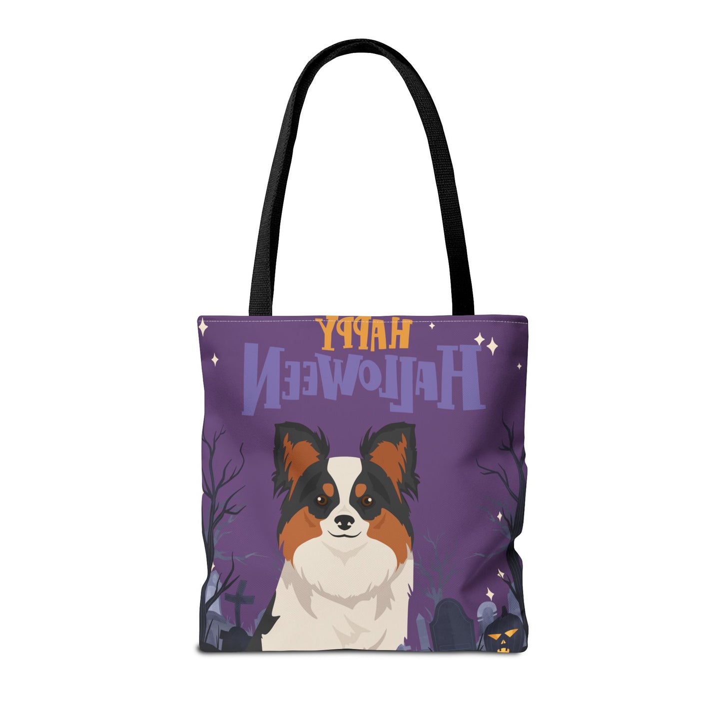 Papillon Dog Happy Halloween Tote Bag 16x16