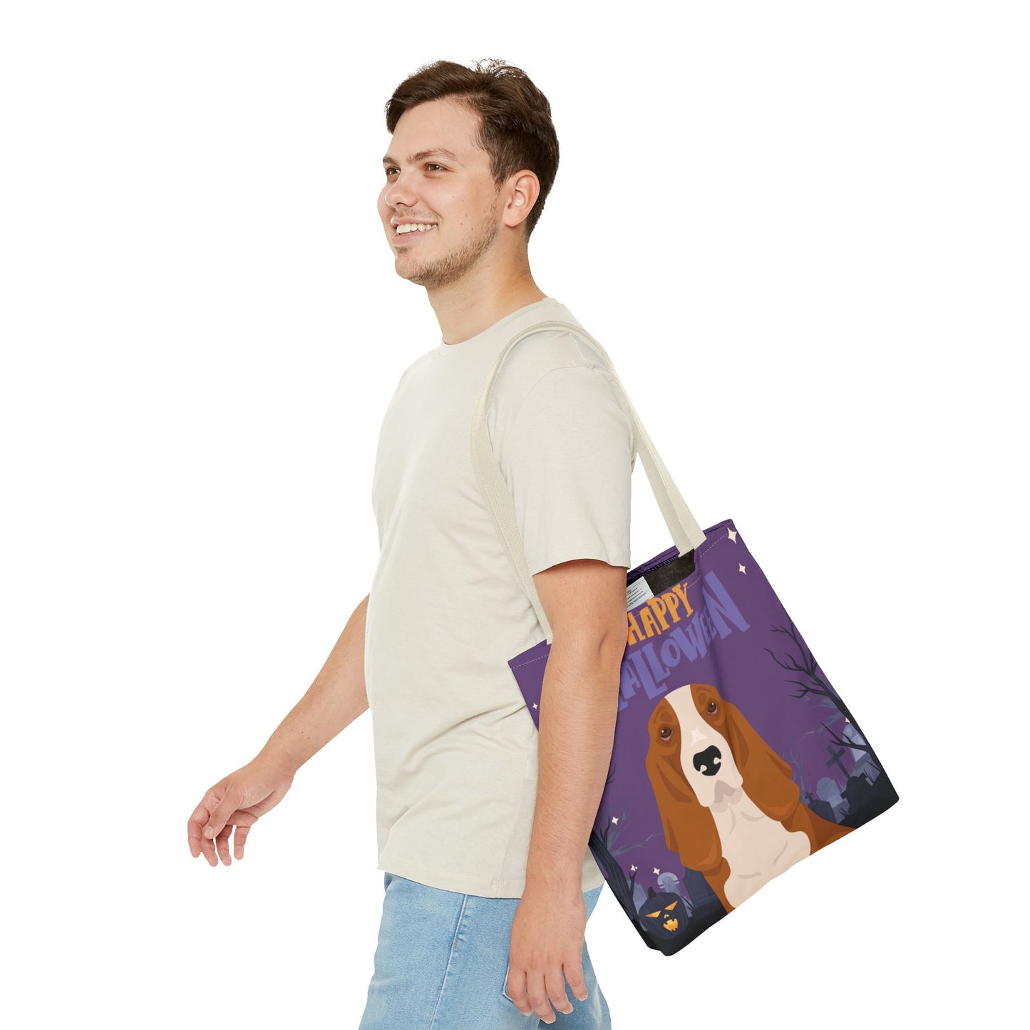 Basset Hound Dog Happy Halloween Tote Bag 16x16