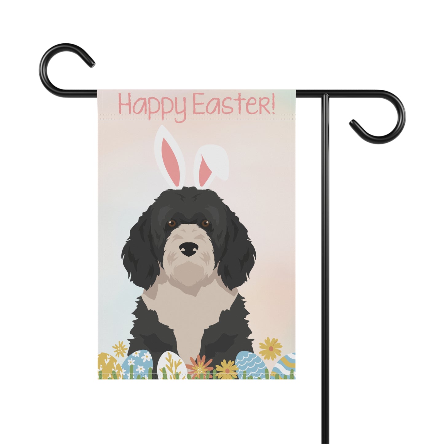 Portuguese Water Dog Happy Easter Garden Flag