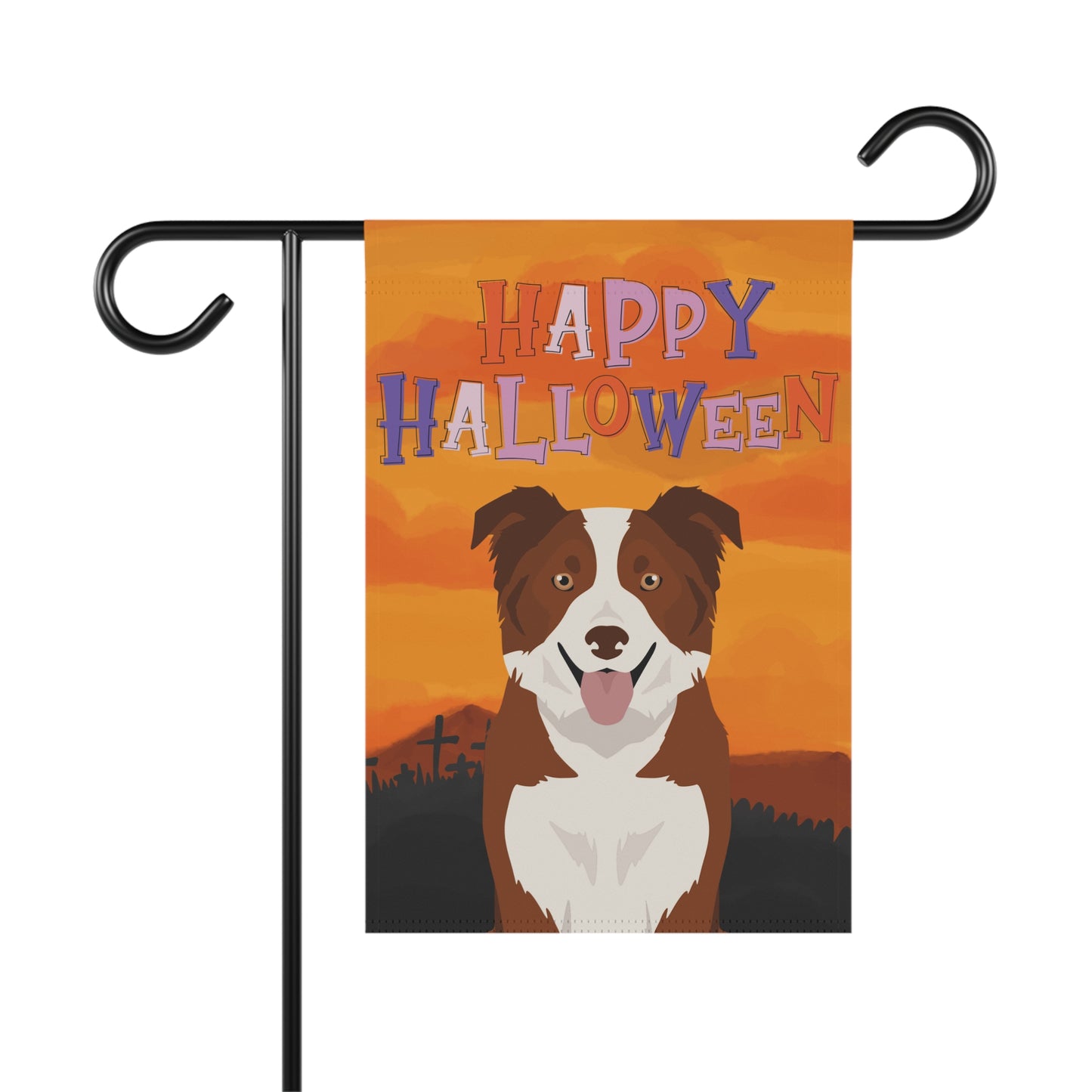 Border Collie Dog Halloween Garden Flag