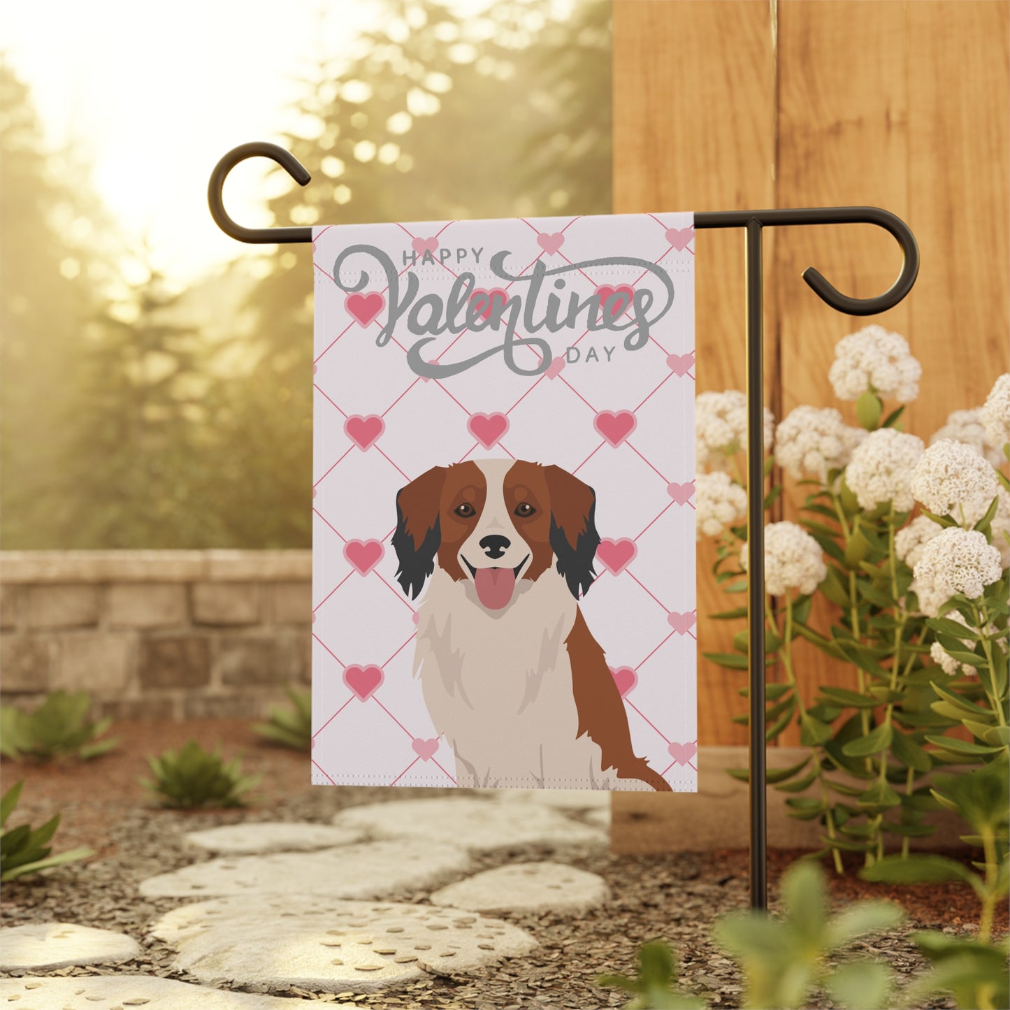 Kooikerhondje Dog Valentines Day Garden Flag