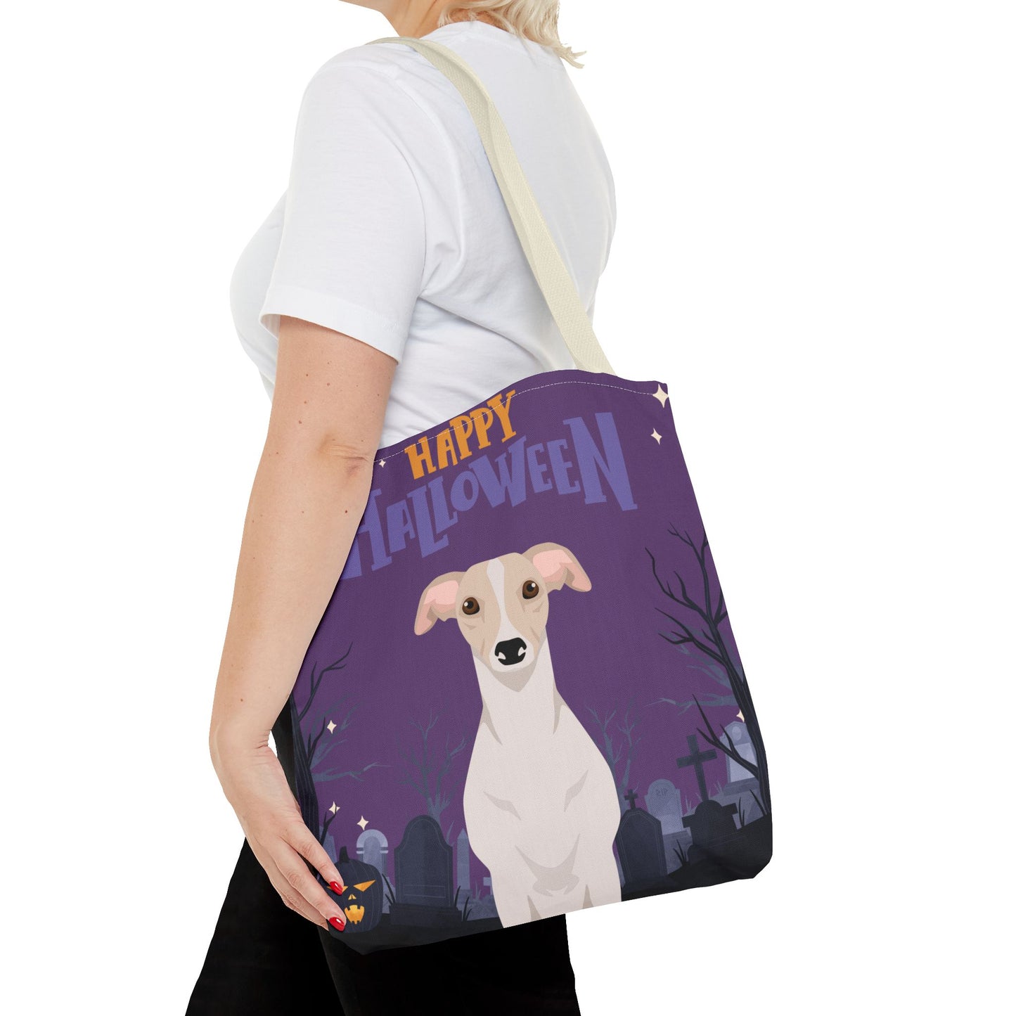 Whippet Dog Happy Halloween Tote Bag 16x16