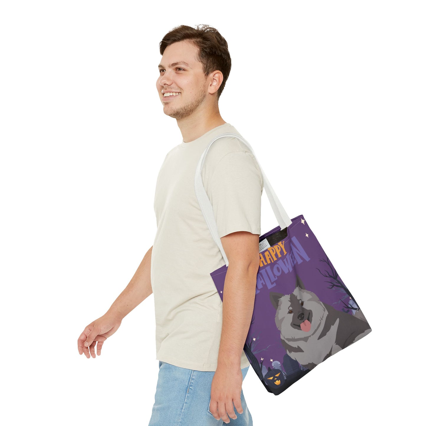 Keeshound Dog Happy Halloween Tote Bag 16x16