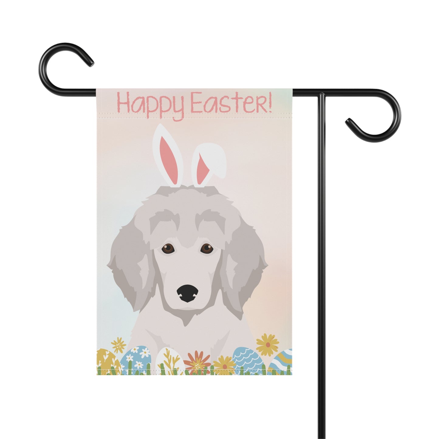 Poodle Dog Happy Easter Garden Flag