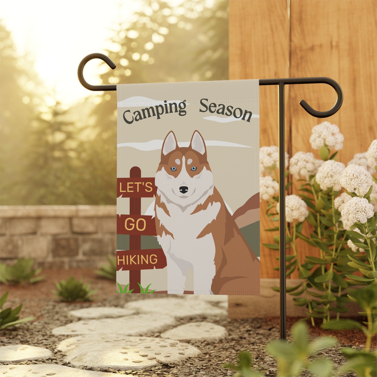 Siberian Husky Dog Camping Garden Flag
