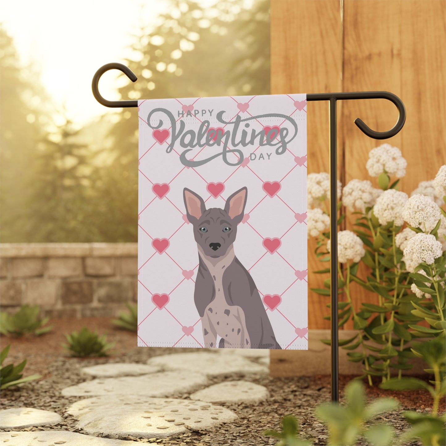 American Hairless Terrier Dog Valentines Day Garden Flag