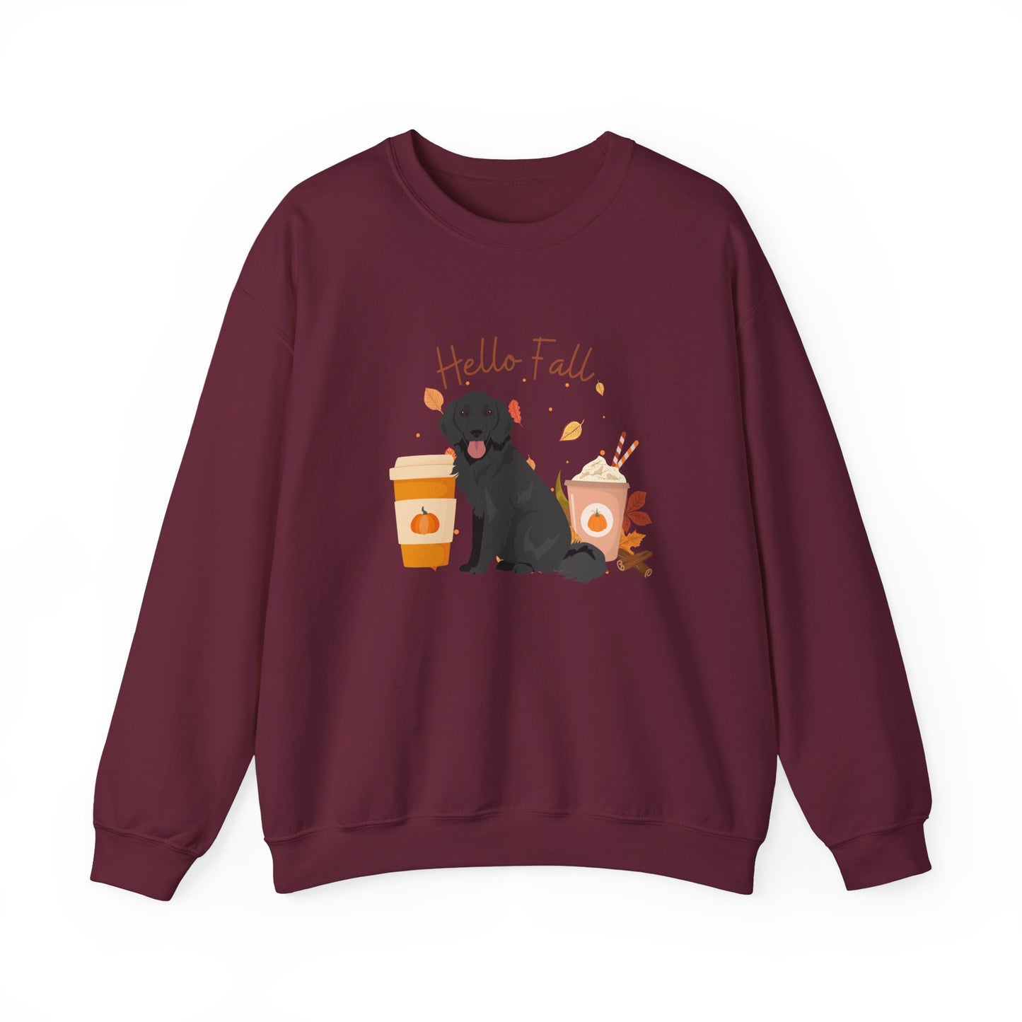 Flat Coated Retriever Dog Fall Halloween Unisex Heavy Blend Crewneck Sweatshirt