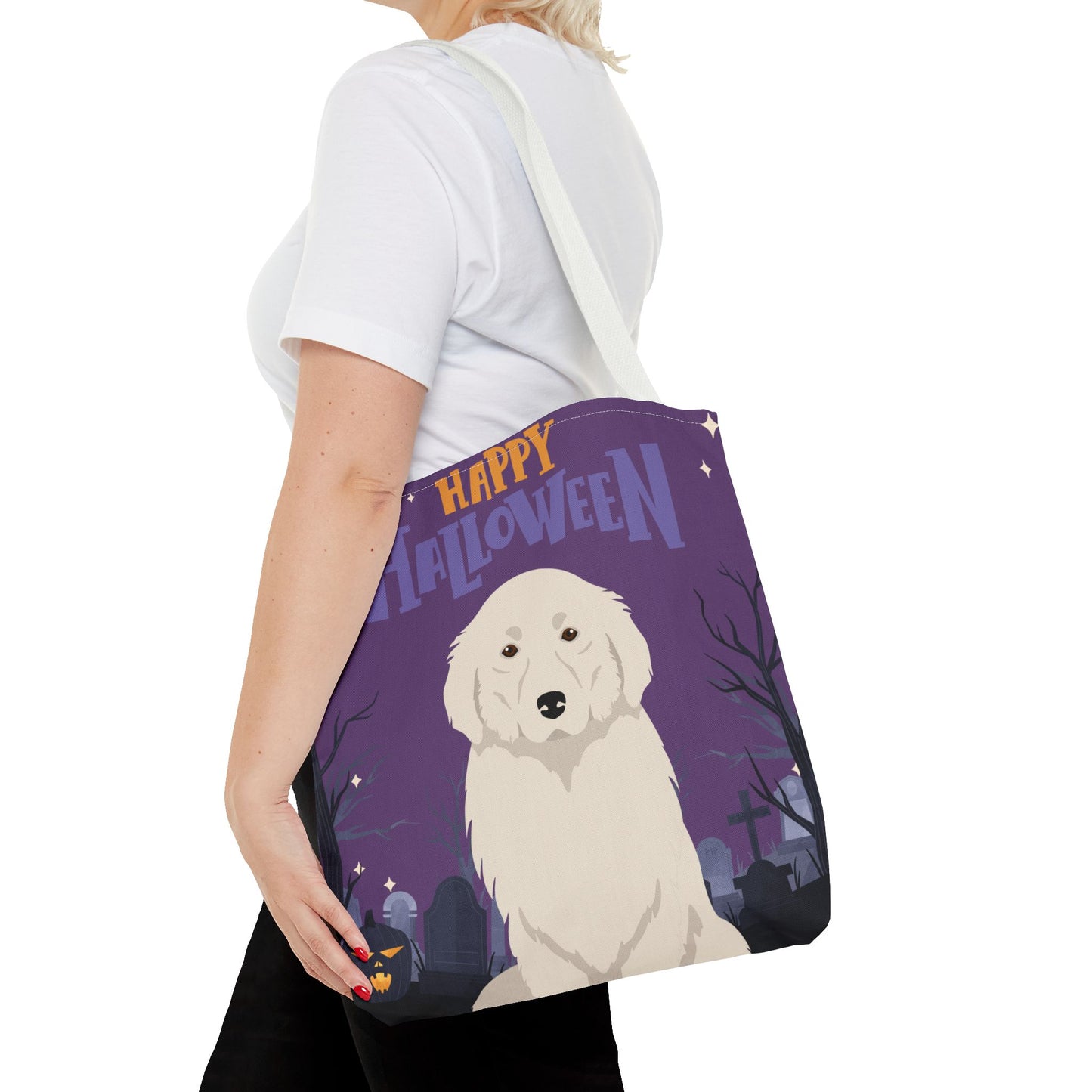 Great Pyrenees Dog Happy Halloween Tote Bag 16x16