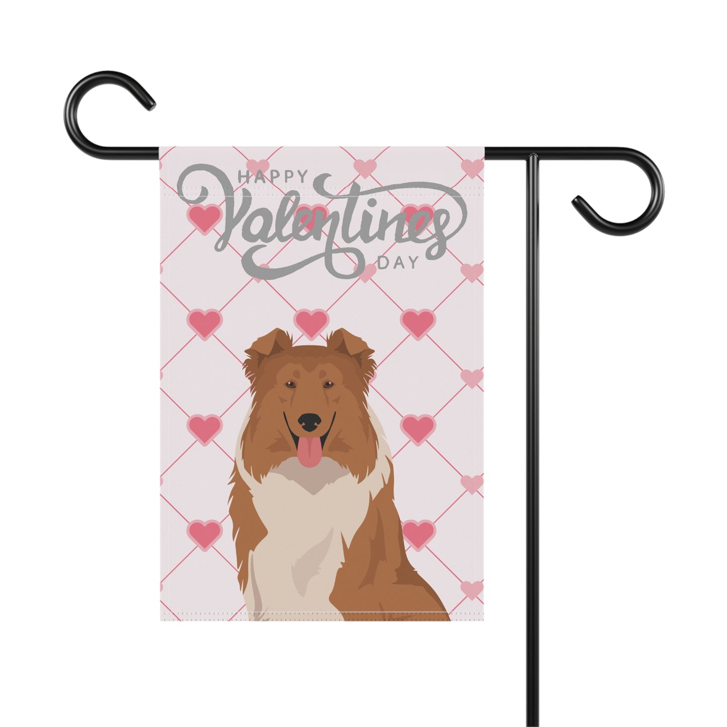 Collie Dog Valentines Day Garden Flag