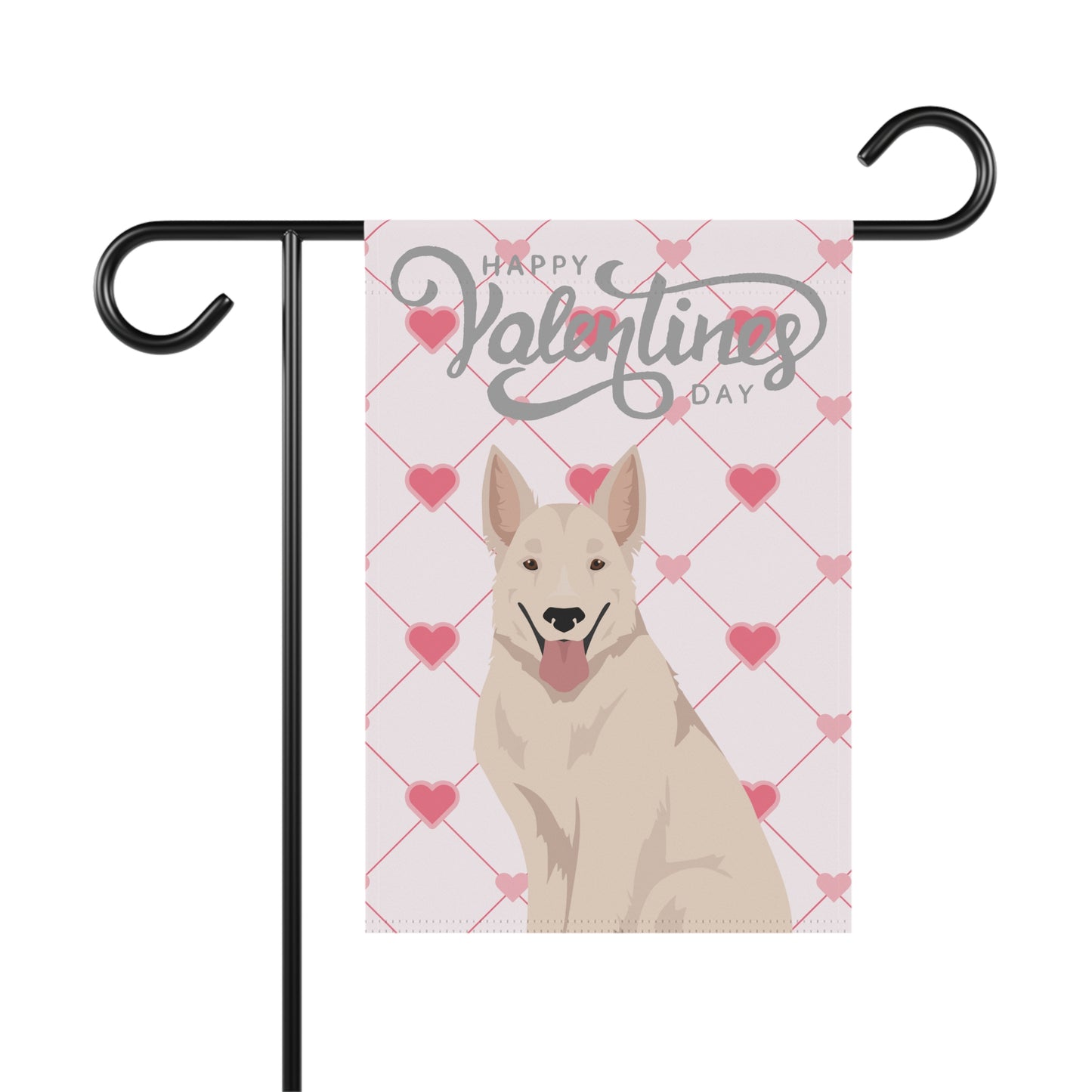 White Swiss Shepherd Dog Valentines Day Garden Flag
