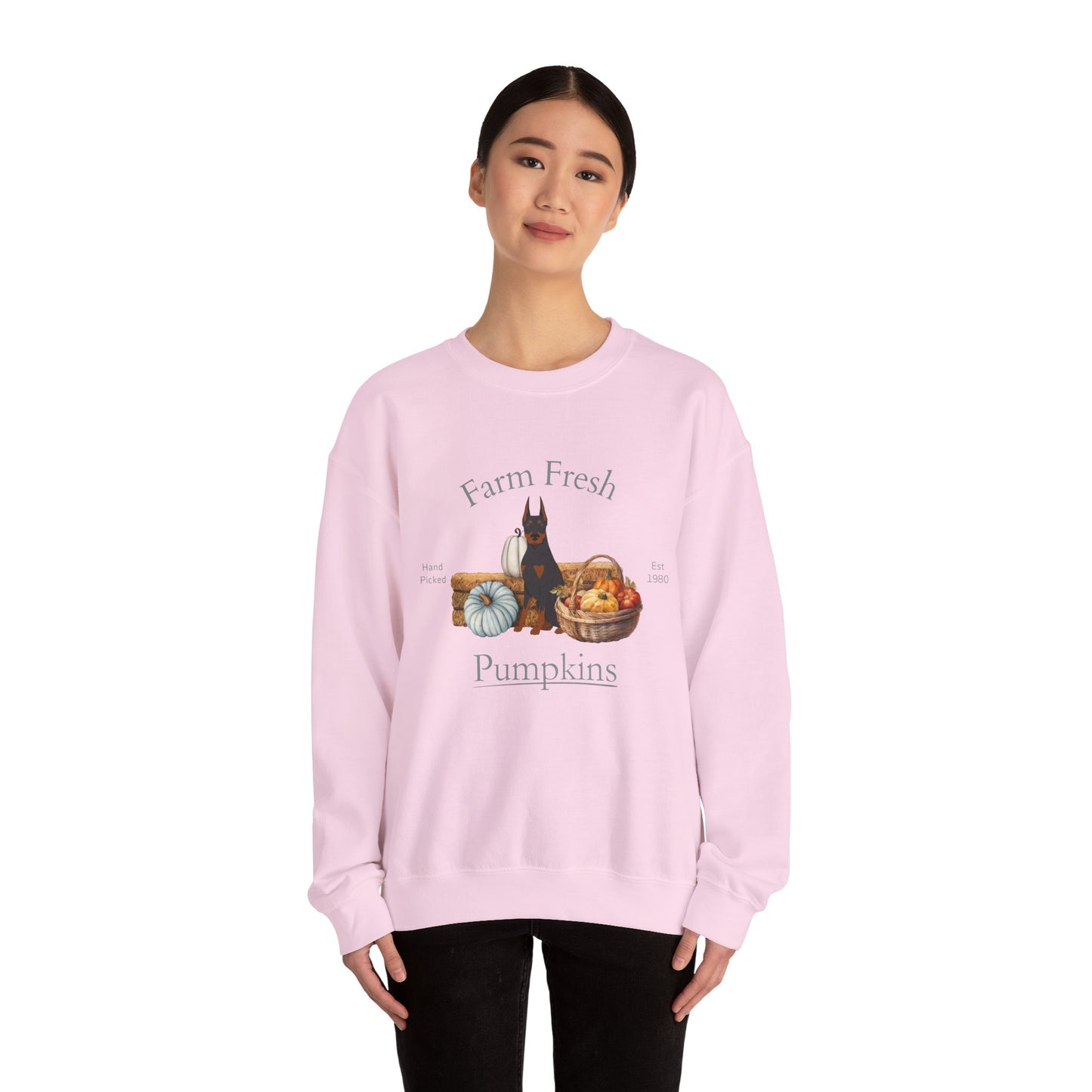Doberman Pinscher Dog Fall Farm Fresh Unisex Heavy Blend Crewneck Sweatshirt