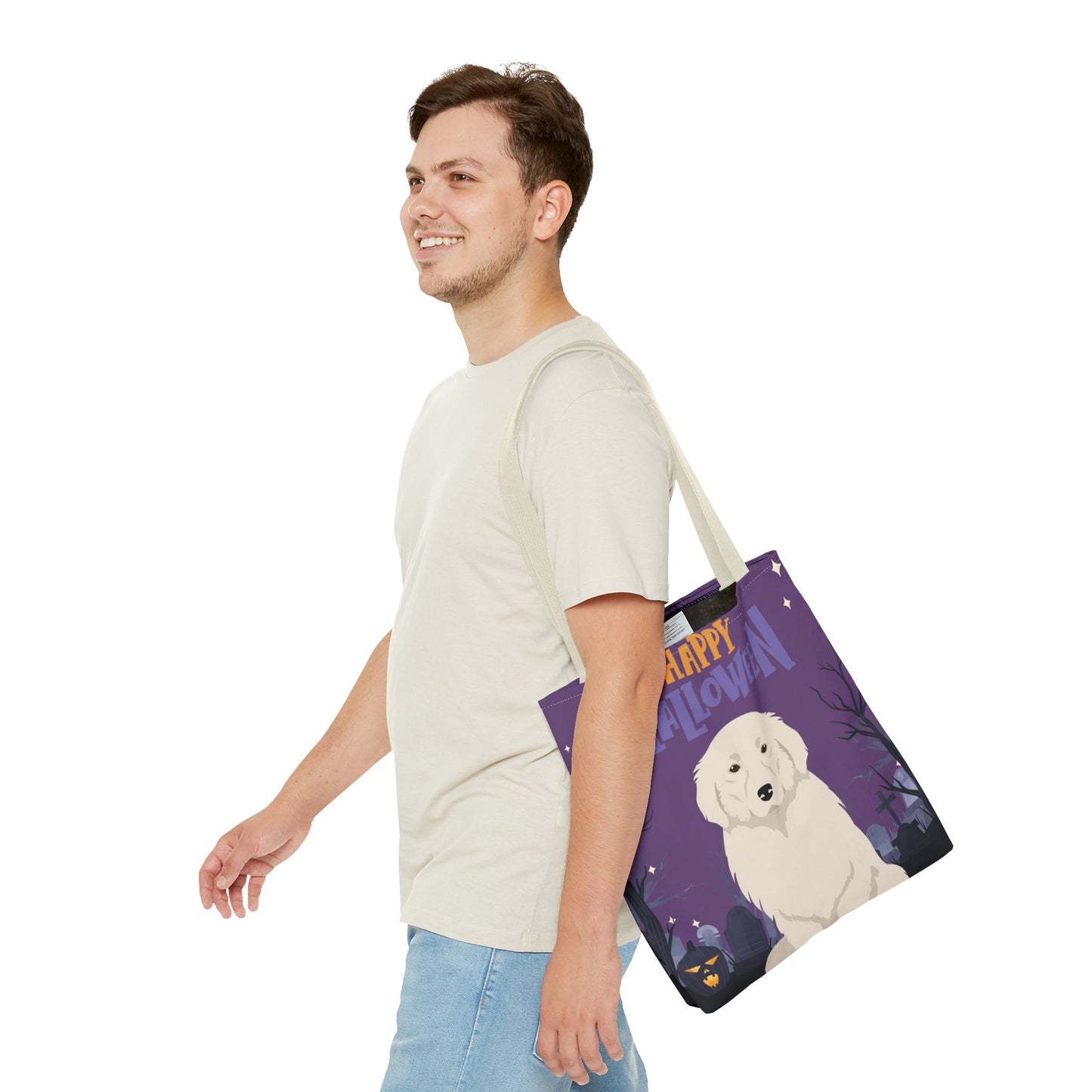 Great Pyrenees Dog Happy Halloween Tote Bag 16x16