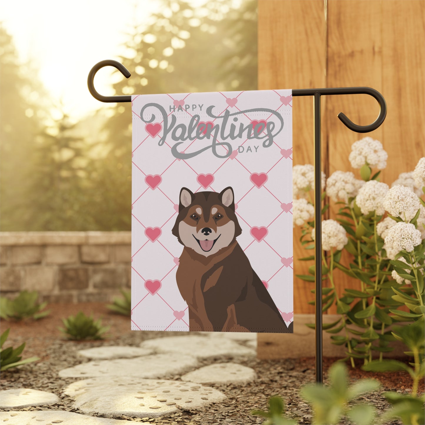 Hokkaido Dog Valentines Day Garden Flag