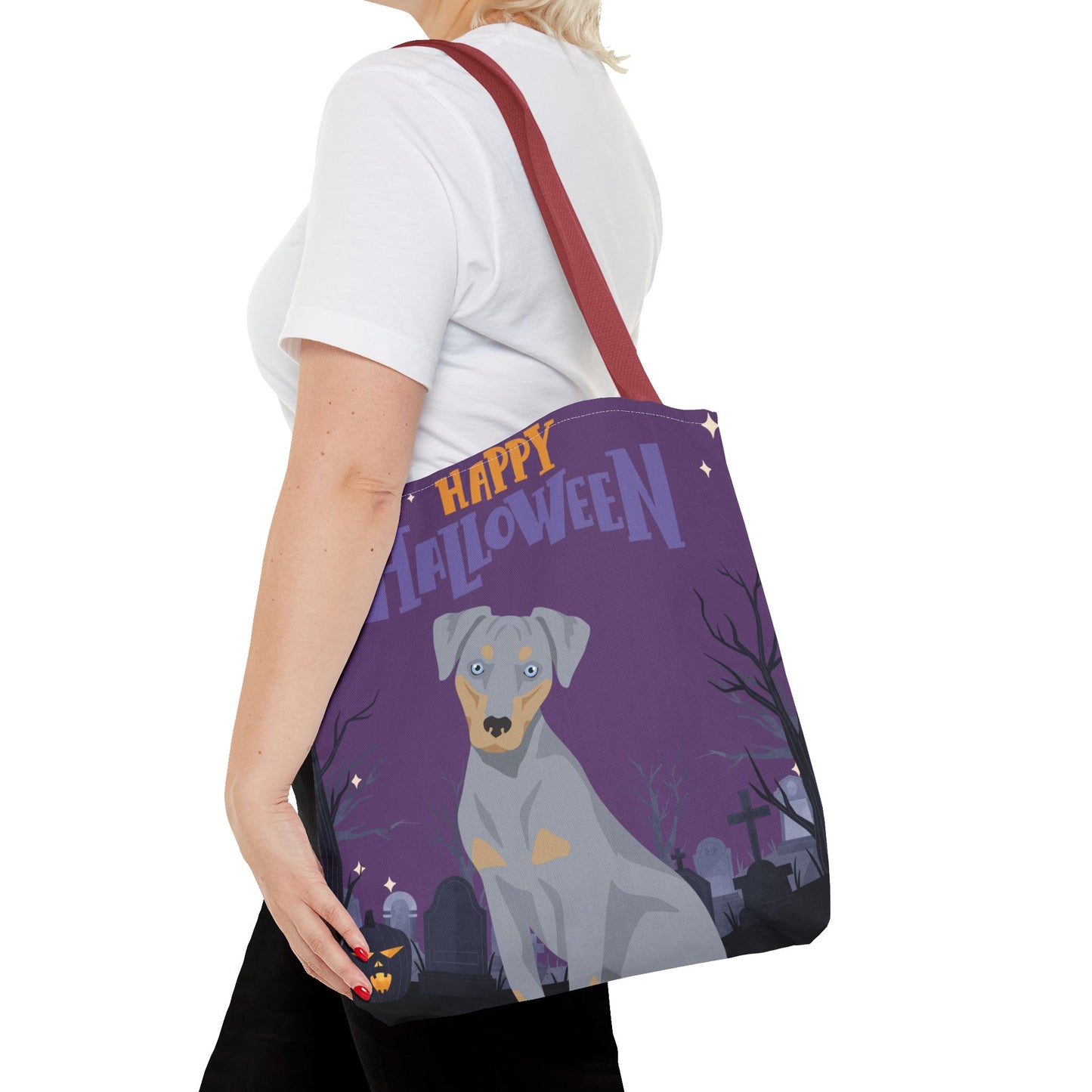 Blue Lacy Dog Happy Halloween Tote Bag 16x16