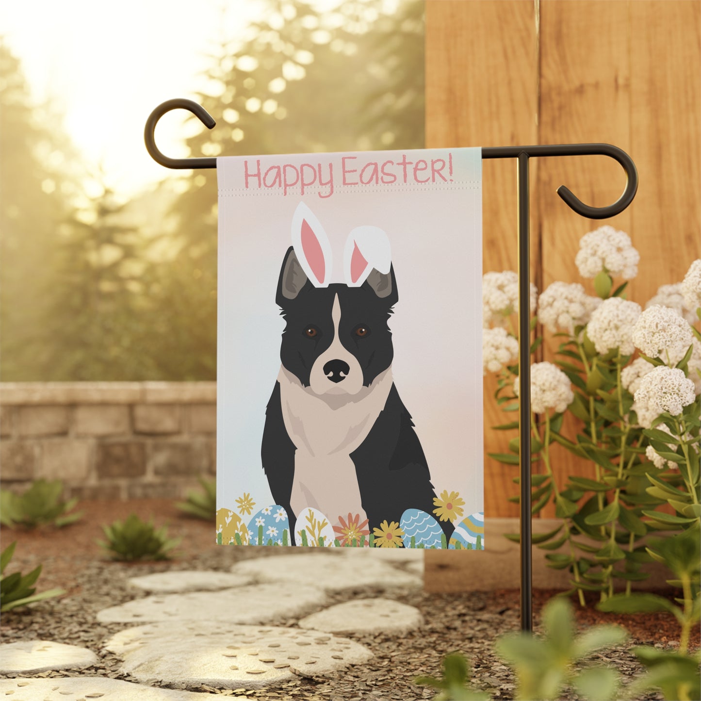 Karelian Bear Dog Happy Easter Garden Flag